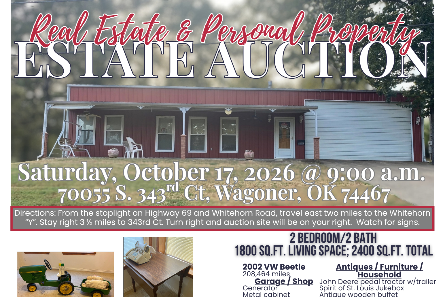October 17, 2026, Real Estate &amp; Personal Property Estate Auction