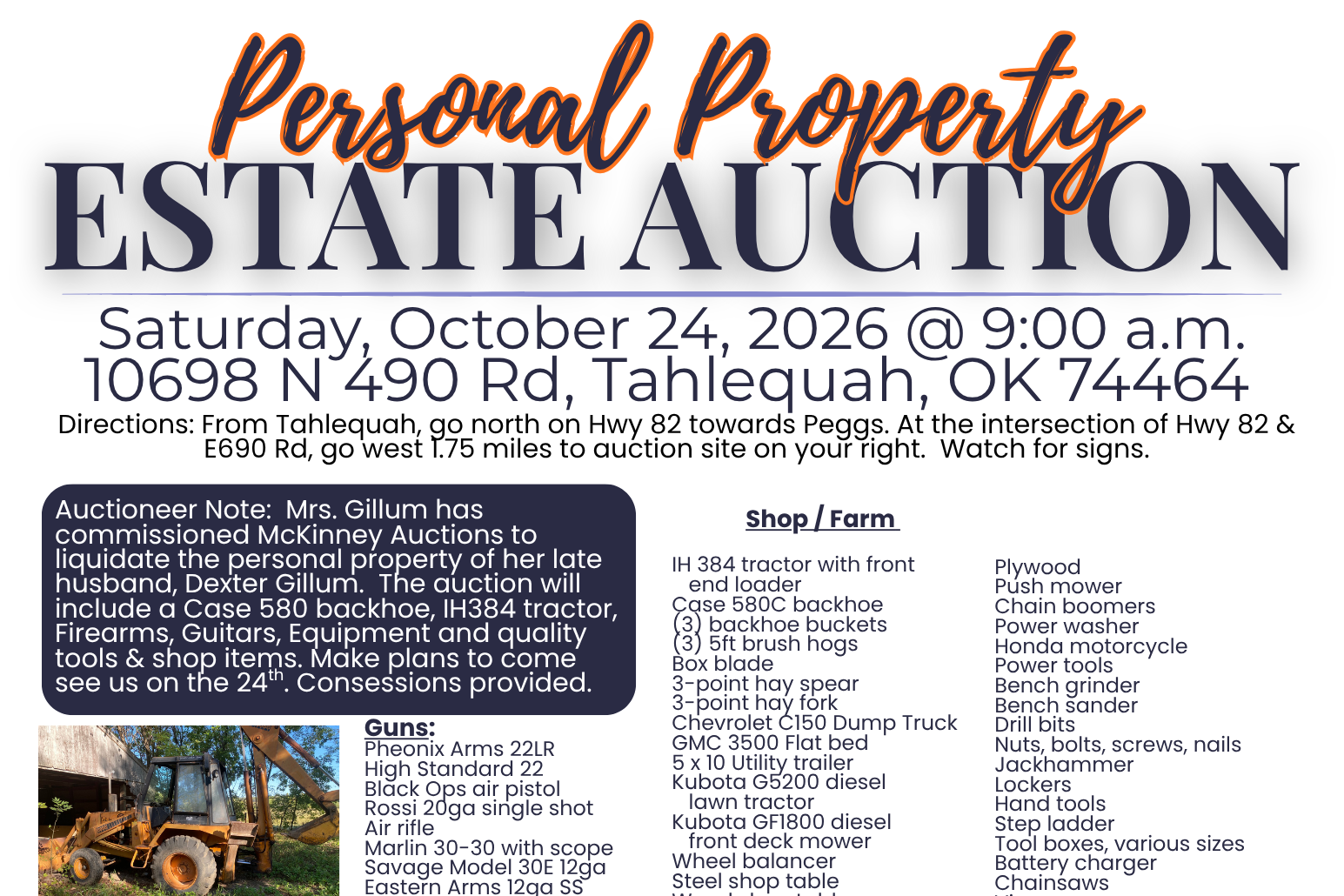 October 24, 2026, Personal Property Estate Auction