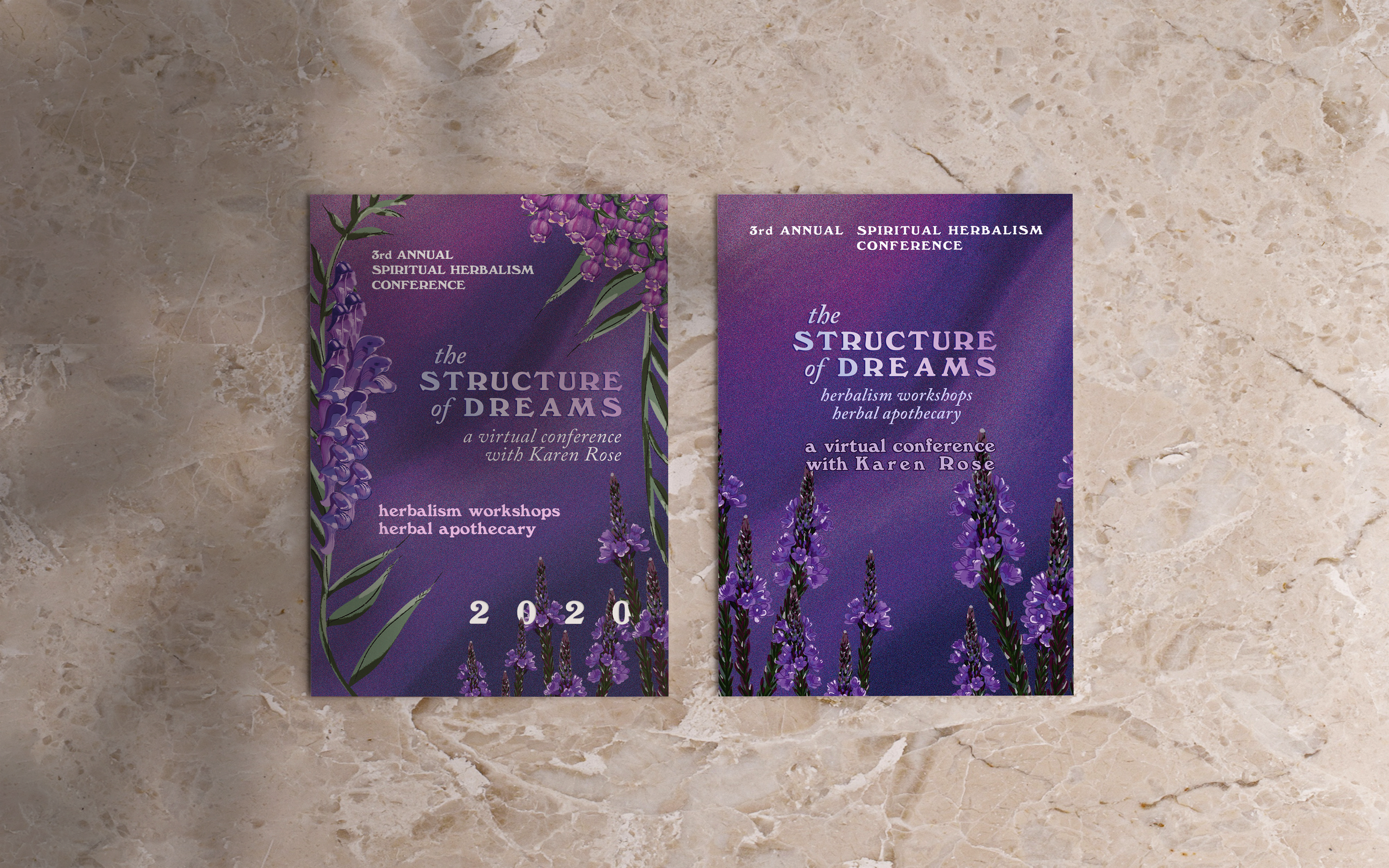 Custom botanical + portrait illustrations and flyer design for Sacred Vibes .