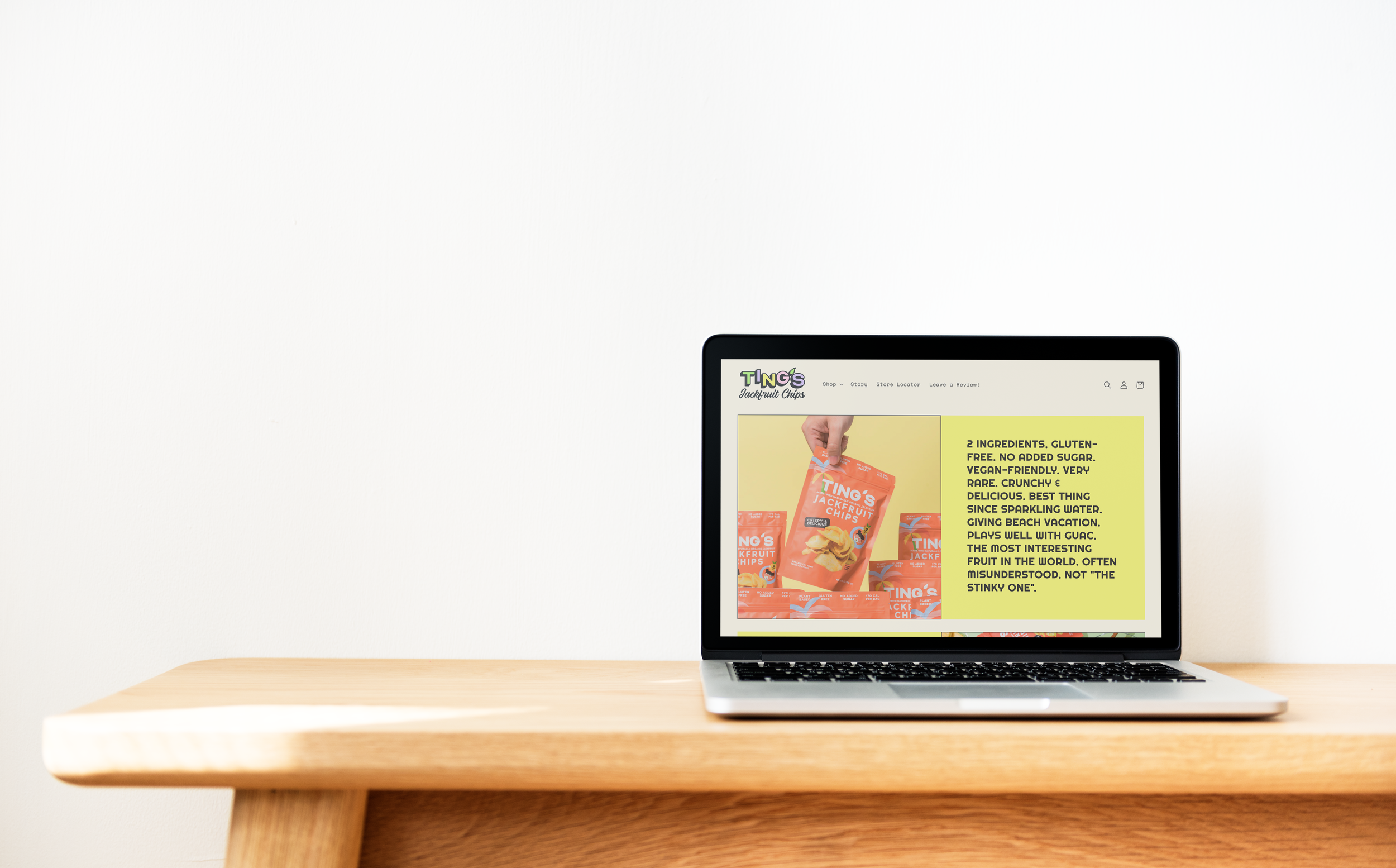  Website design, sell sheet &amp; business card for  Ting’s , a San Francisco-based snack brand. 