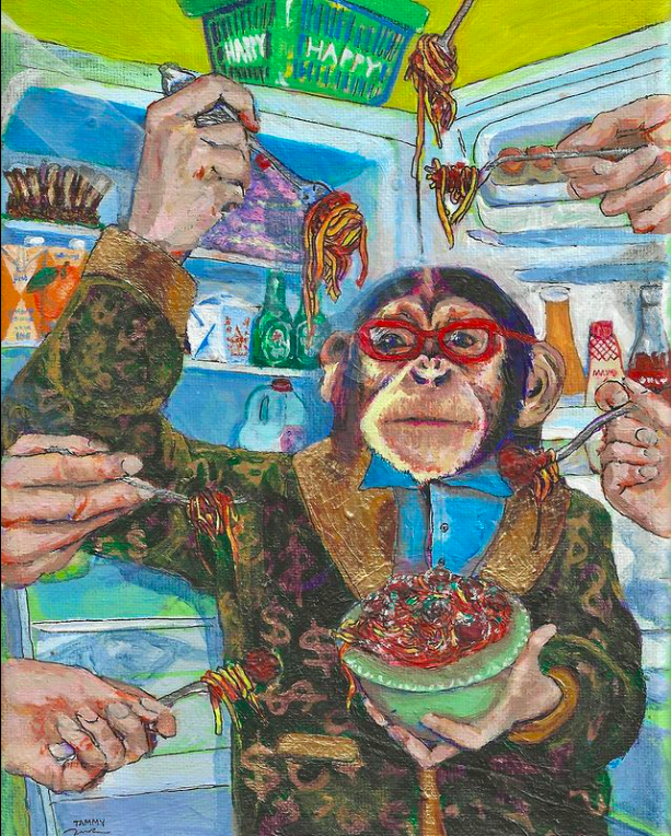 “Me monkey” (2024) 9.5x7” Acrylic on canvas
