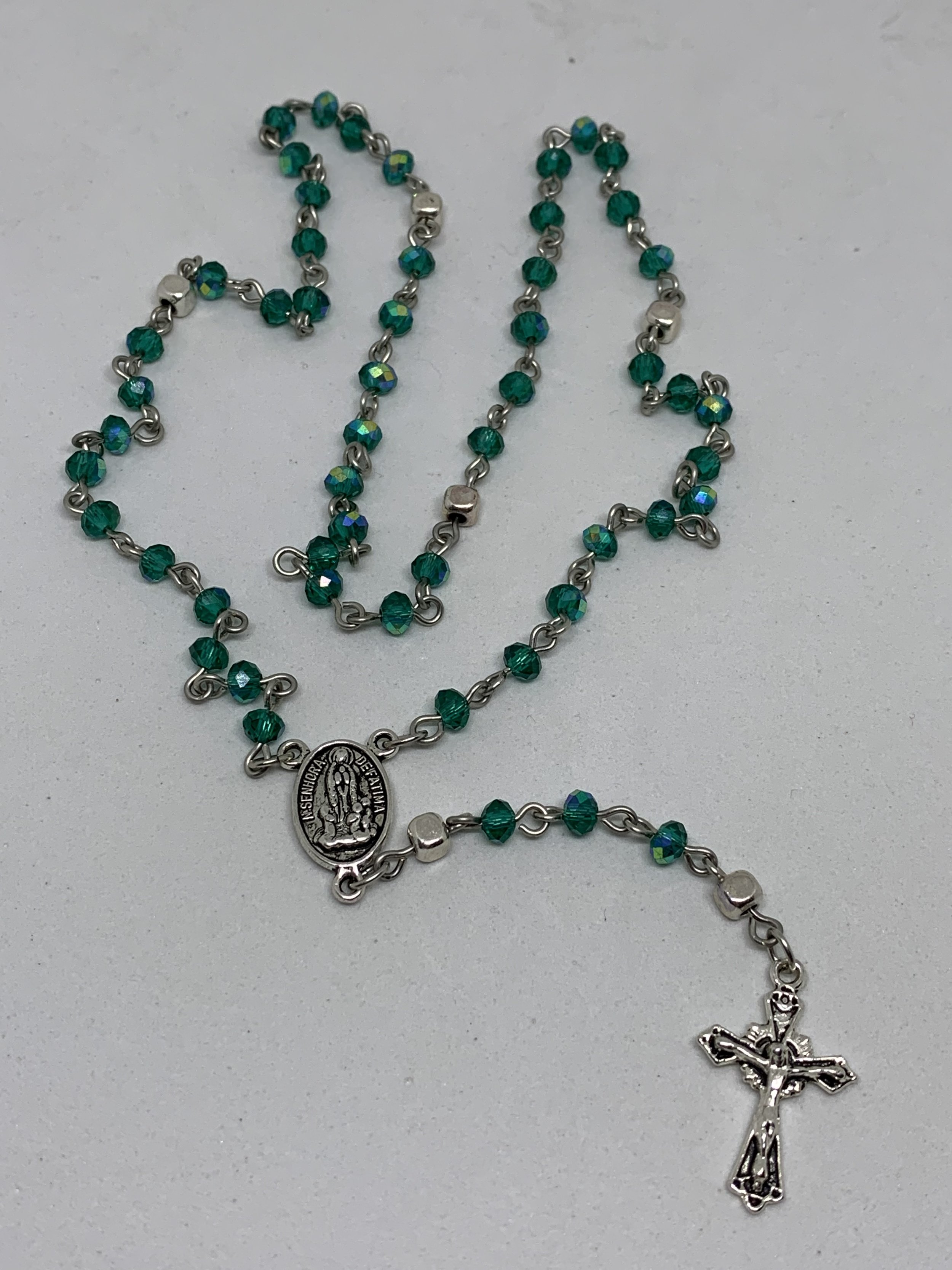 Emerald Glass Mini Rosary — Iron Rose Supply