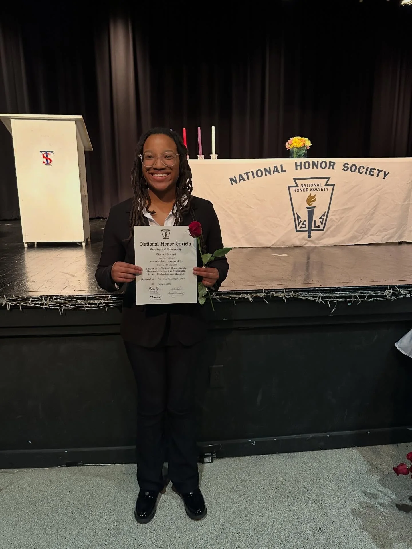 S/O Paris for being indukted into the National Honors Society for maintaining a 4.0. 
Fun fact about Paris- She travels all the way from North Carolina each week to kontinue her dance training with us. You may often find her kompleting her homework a