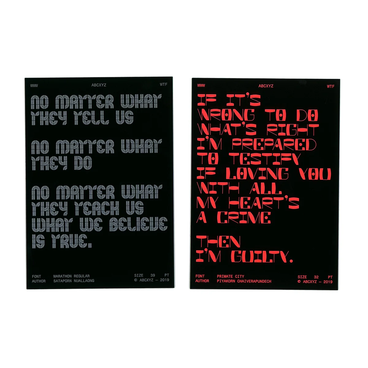 Type Specimen in Love Songs — Miniprint