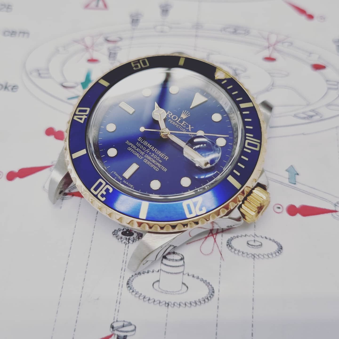 Just finished the service on a Rolex 16613 &quot;BLUESY&quot; beautiful watch running like new #rolex #watch #watchesofinstagram #watchcollector #watchaddict #watches #notts #nottingham #submariner
