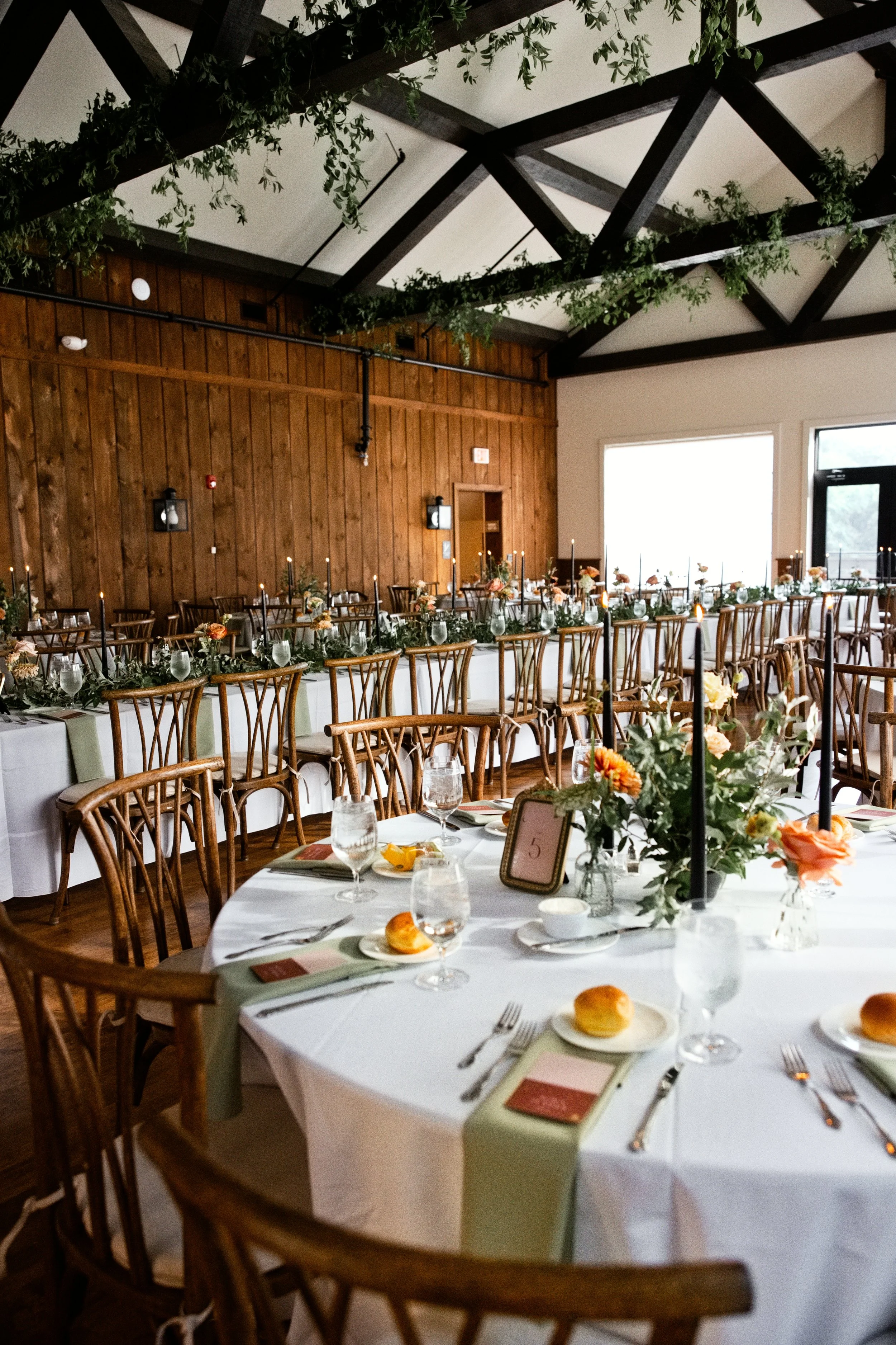 Greenery on Beams at The Inn at Fox Briar Farm