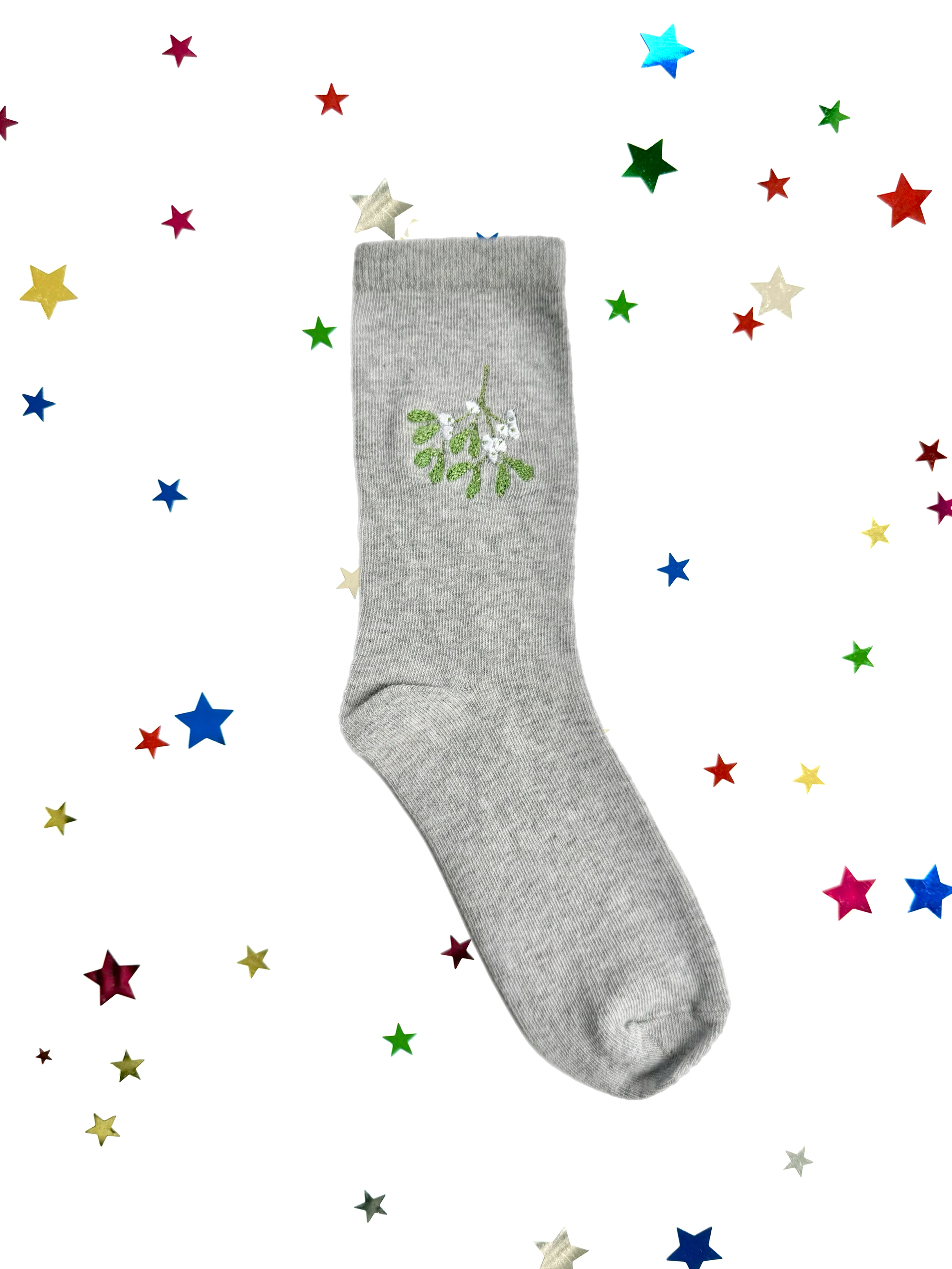 CHRISTMAS MISTLETOE GREY MARL SOCKS