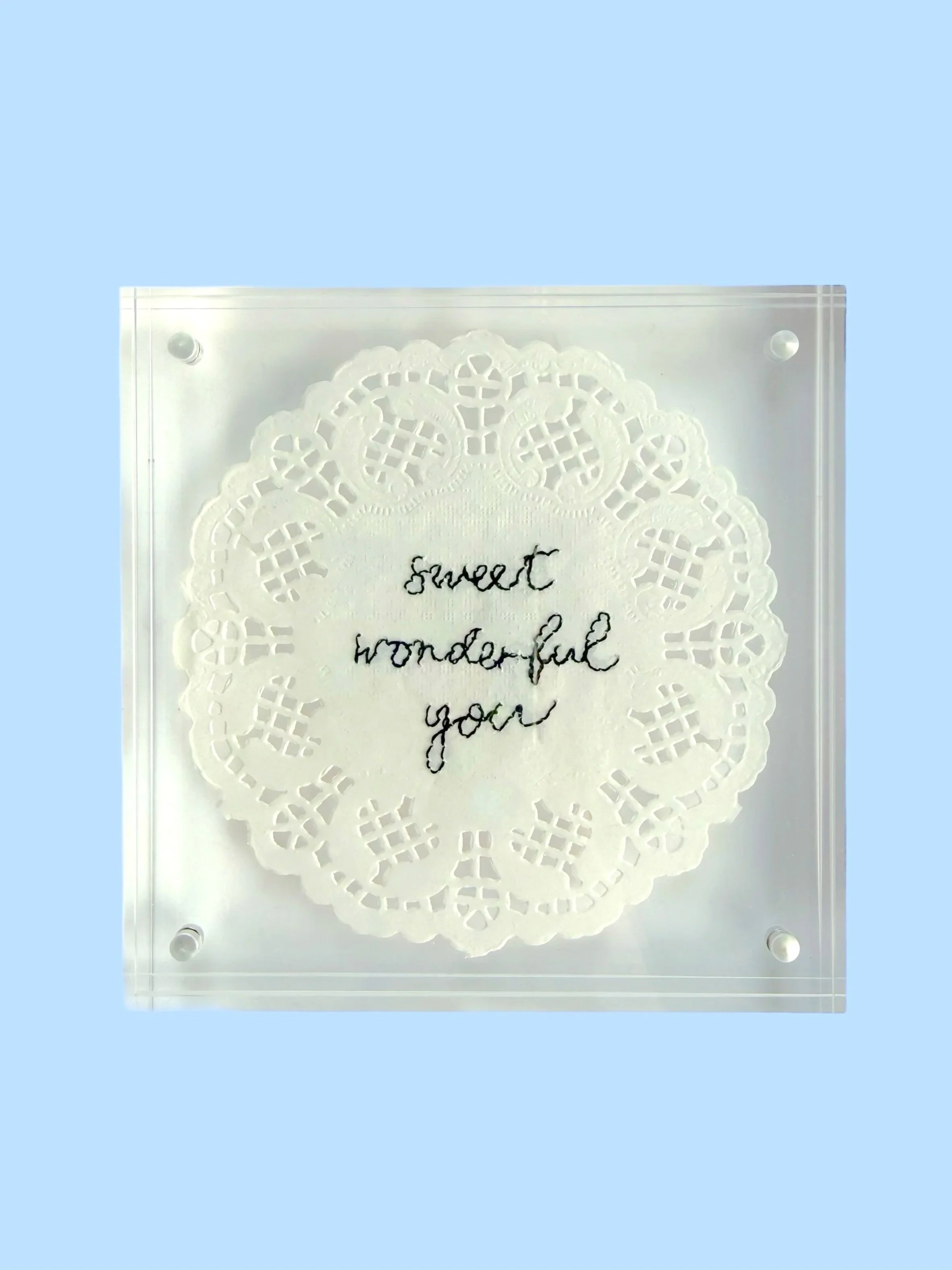 SWEET NOTHINGS FRAMED EMBROIDERED DOILY