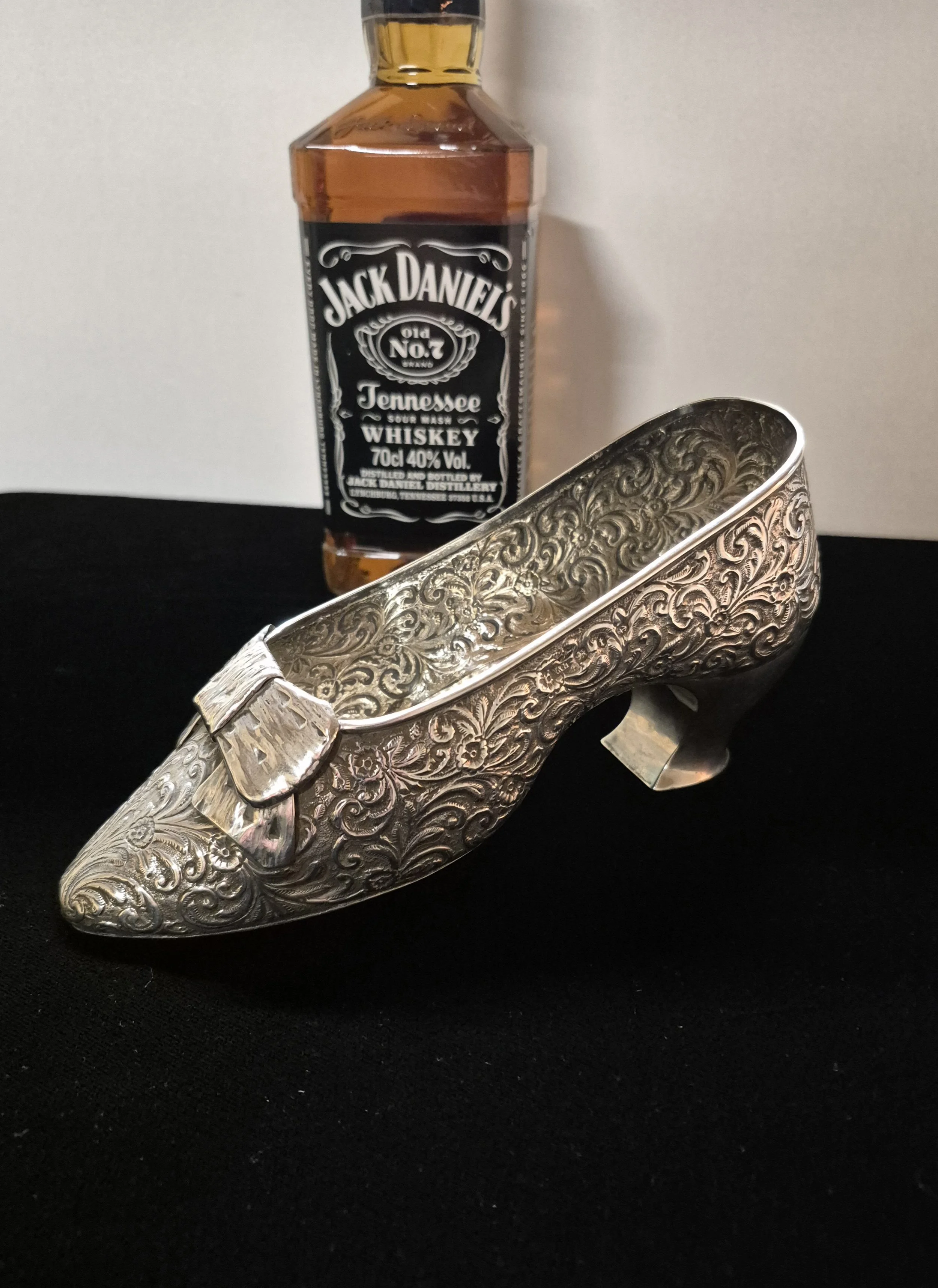 Antique Victorian British Hallmarked Silver Marriage Shoe Vase