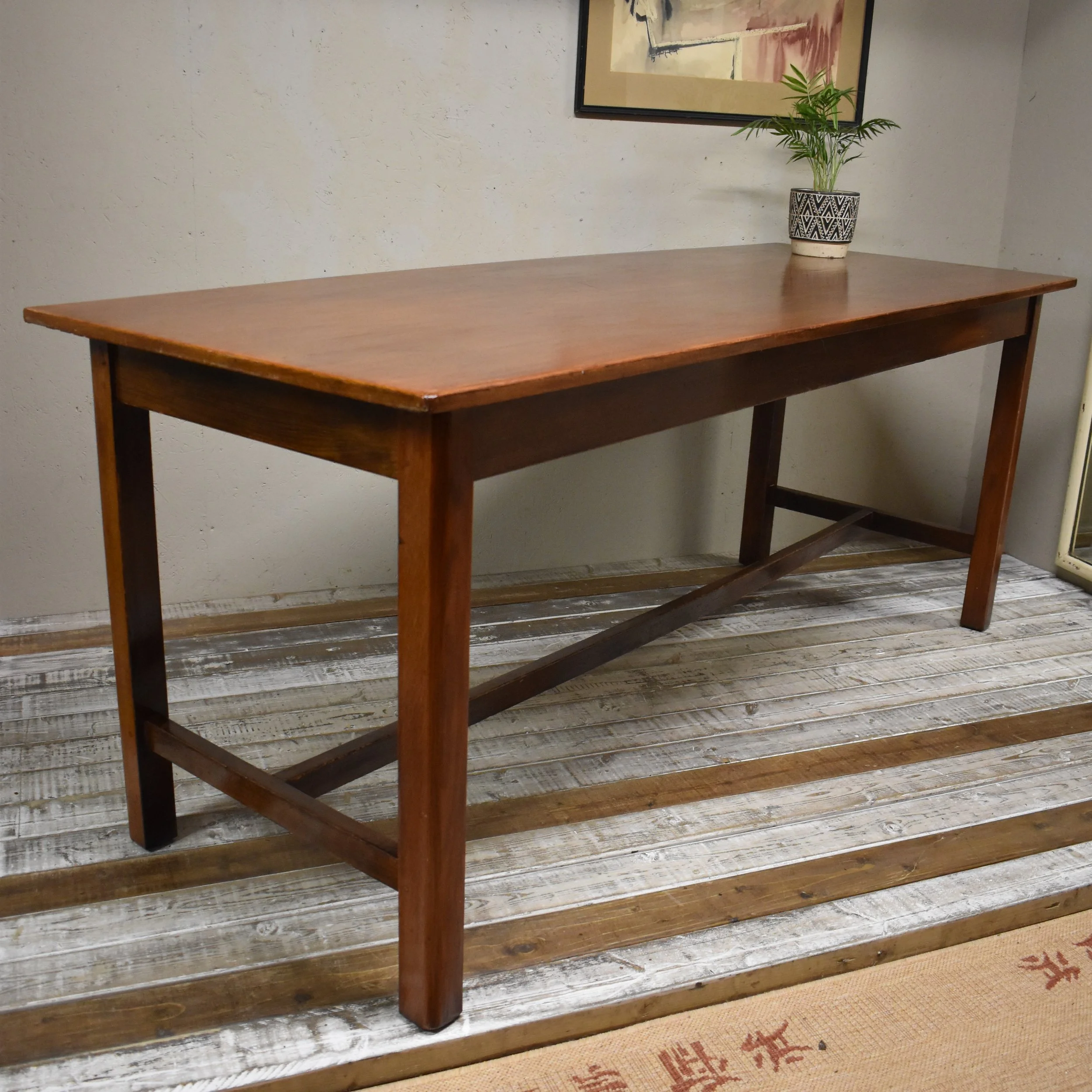 Vintage Oak School Farmhouse Kitchen Refectory Dining Table