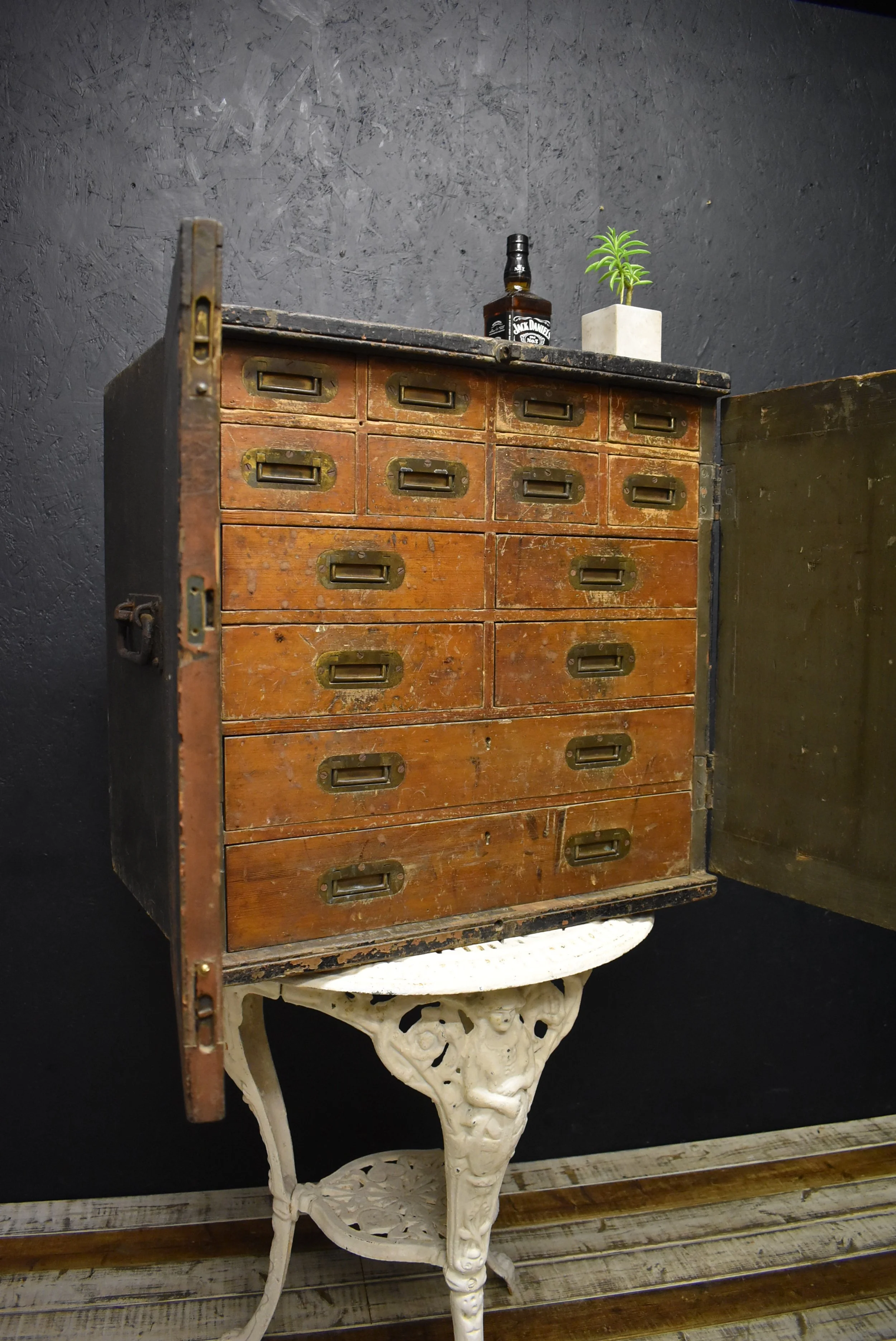 Military Campaign Strong Box  - Collectors Cabinet