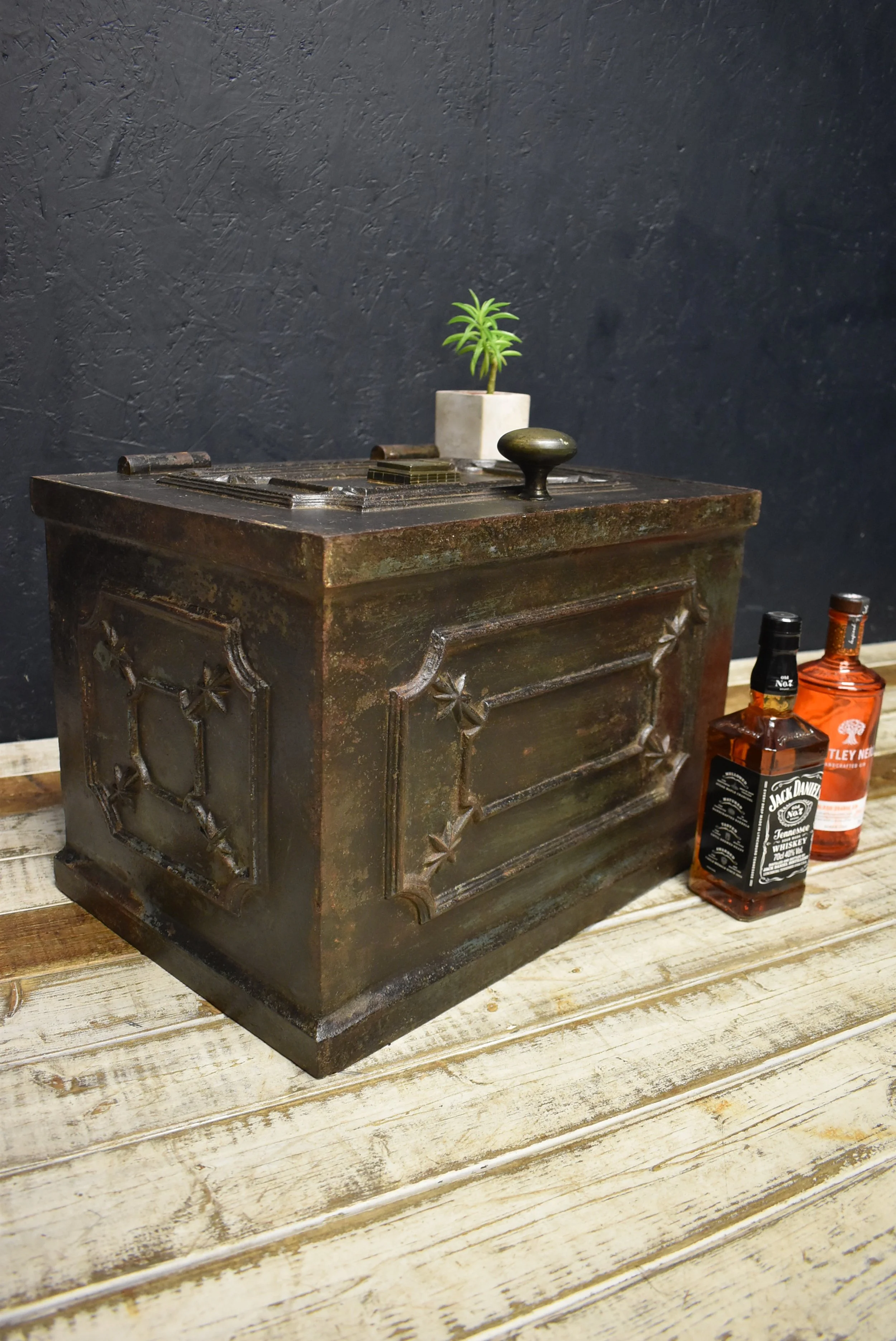 Cast Iron Strong Box Trunk Chest - Coffee Table