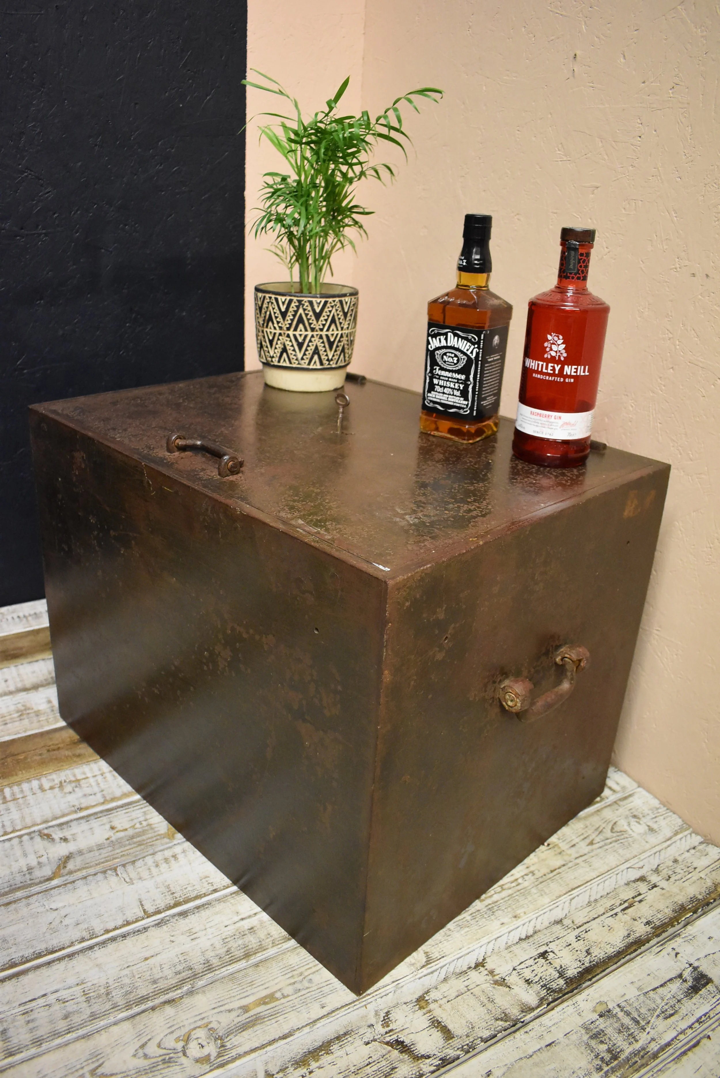 19th Century Cast Iron Strongbox Trunk / Industrial Table
