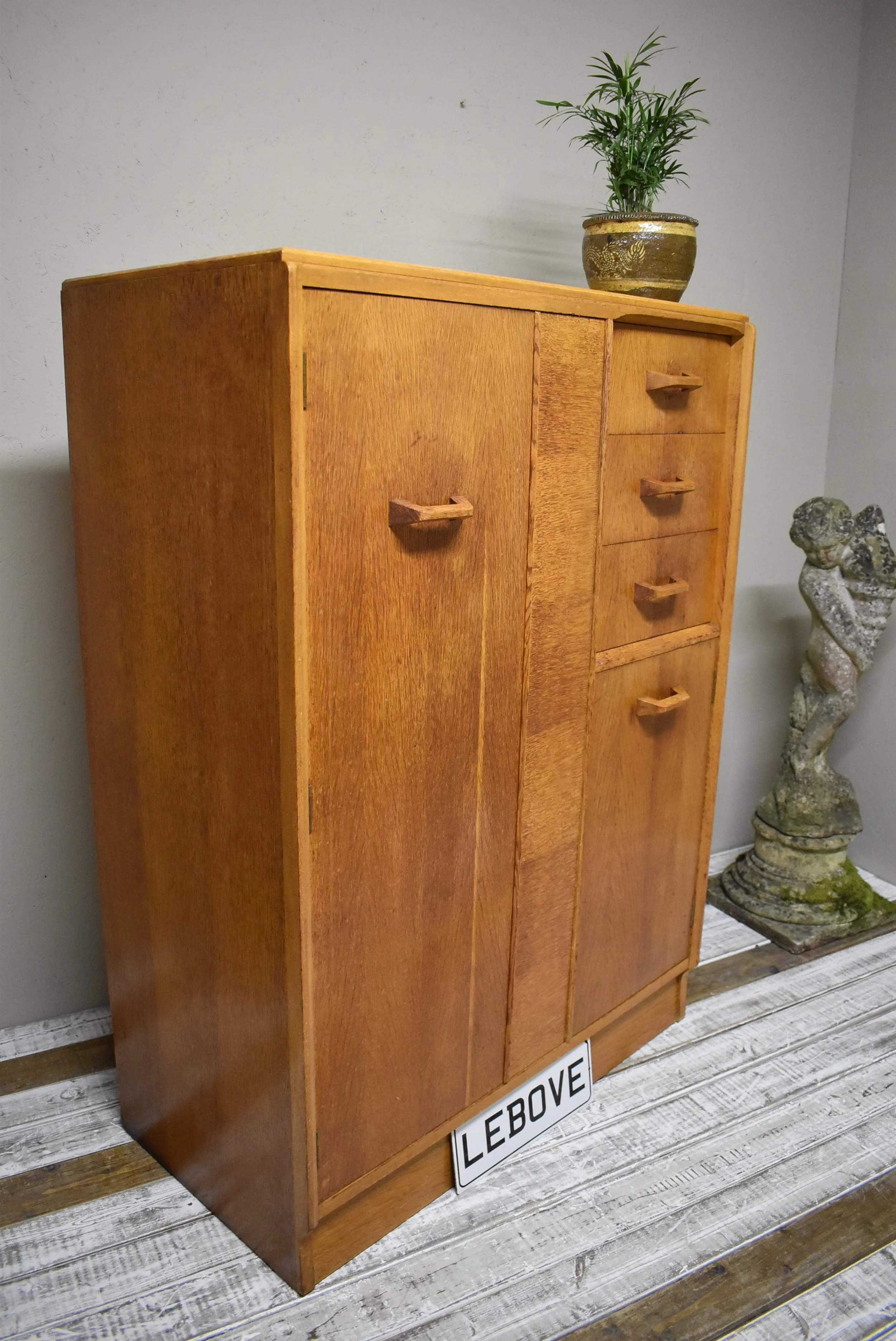 Mid Century G-Plan Small Oak Tallboy Chest Compactum Wardrobe