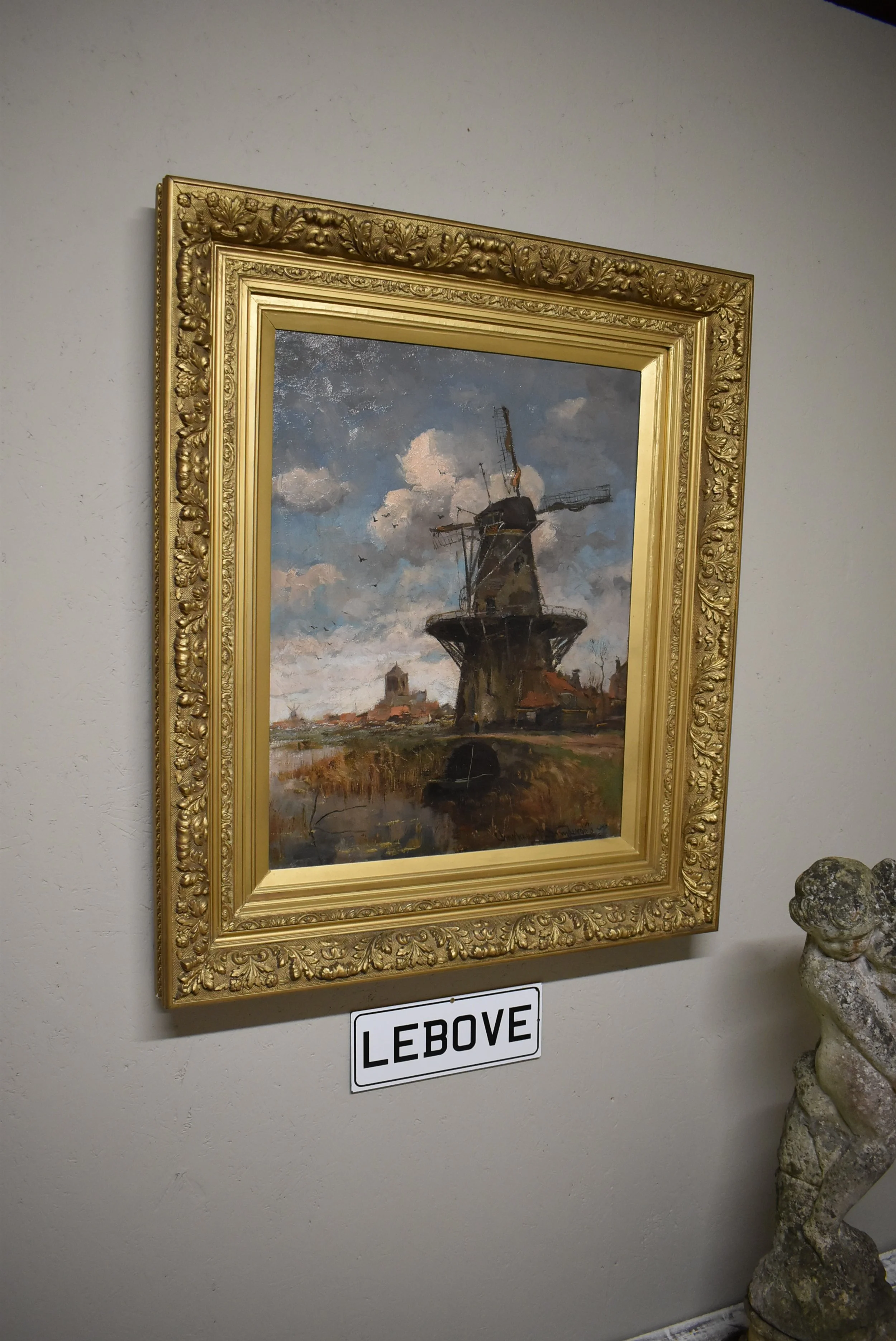 Windmill on Landscape -  Original Oil on Canvas - Christiaan Pieter Snijders (1881-1943)