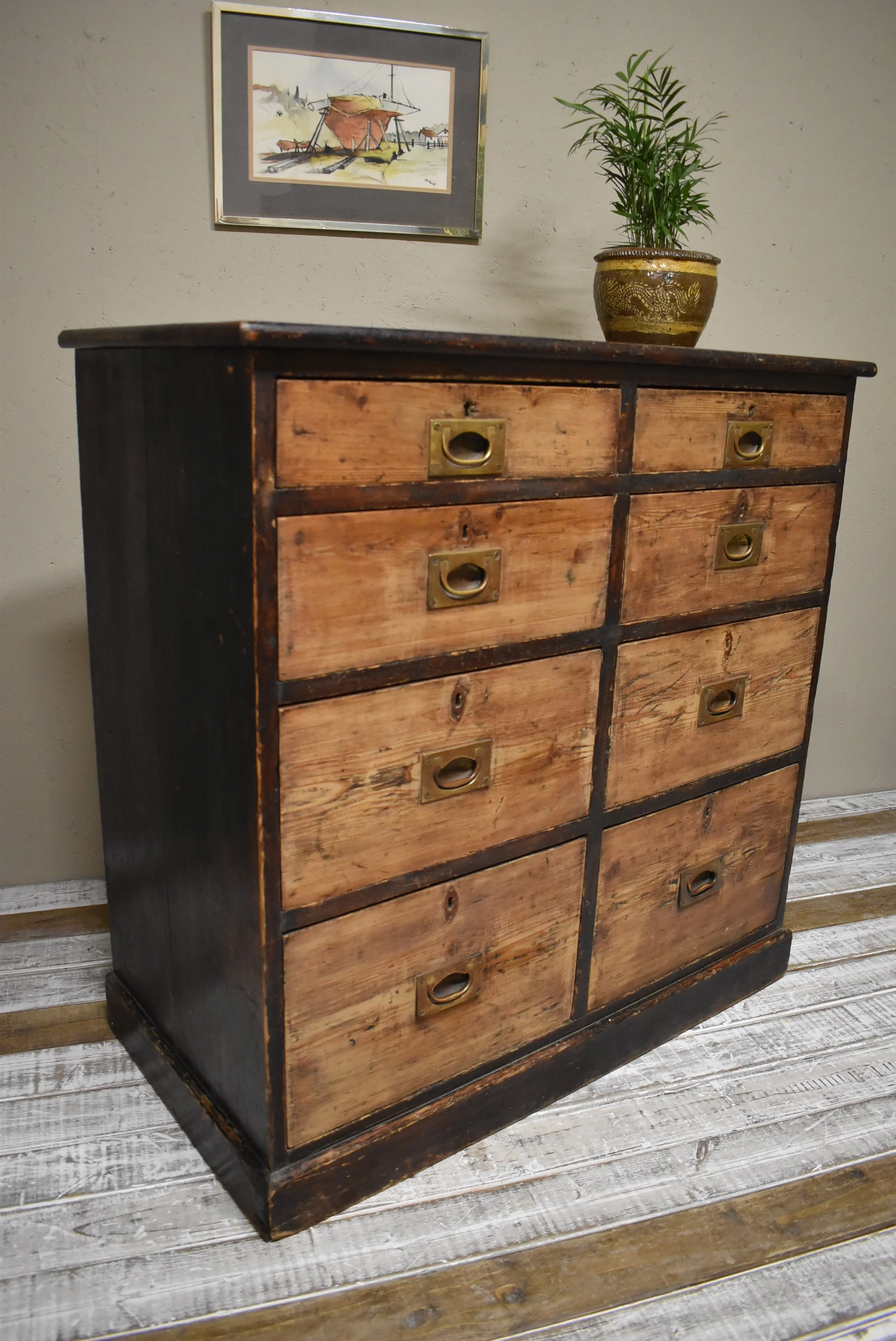 Victorian Scrubbed Pine Engineers Chest