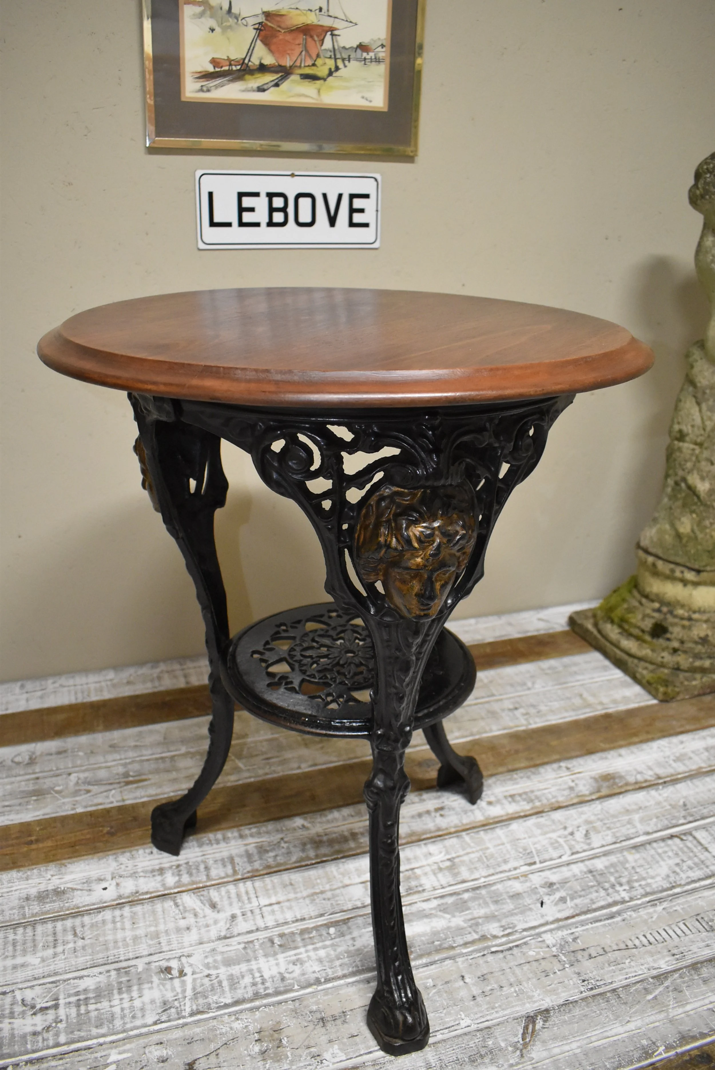 Antique Victorian Cast Iron Pub Tavern Table