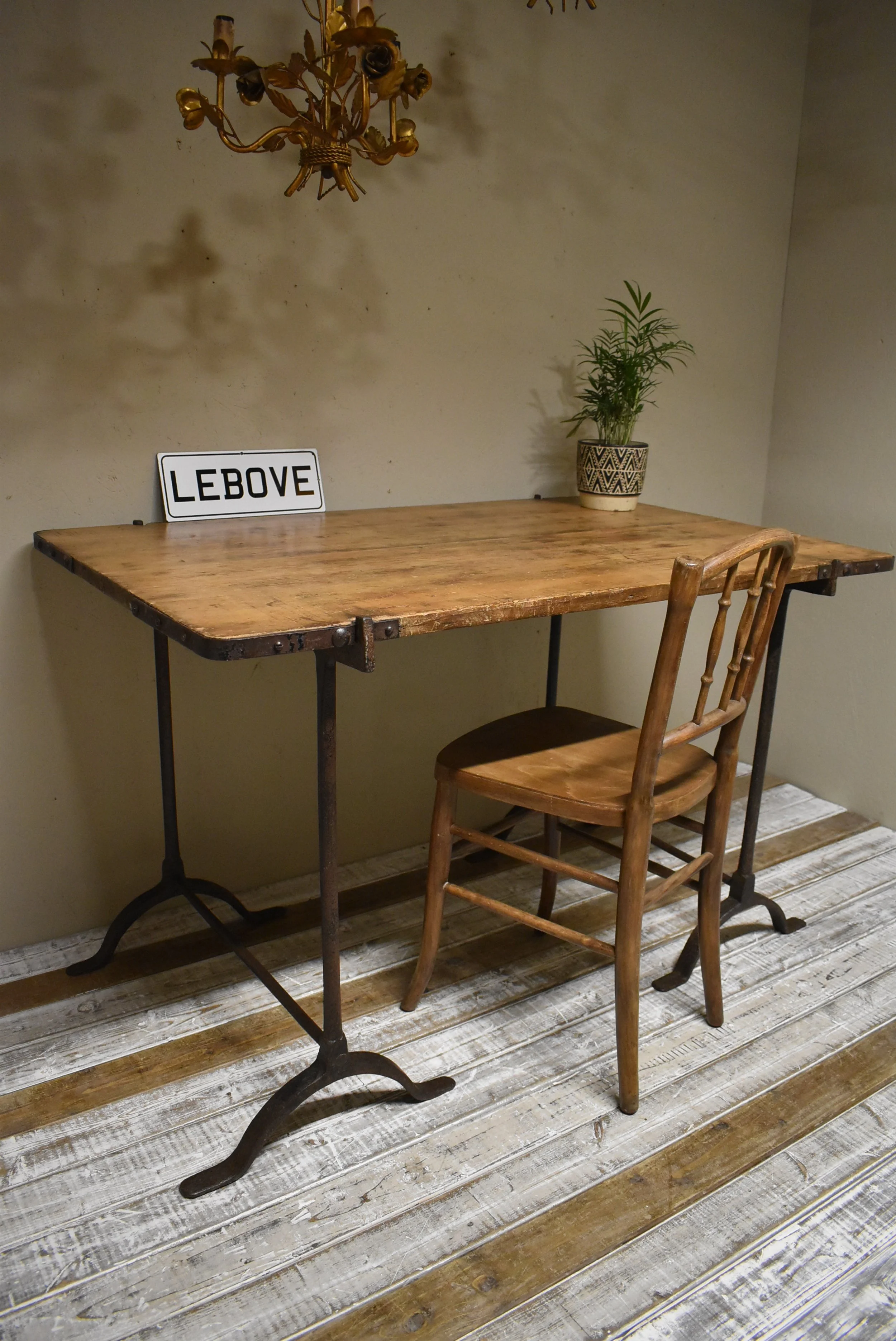 Vintage Industrial WW11 Campaign Trestle Table