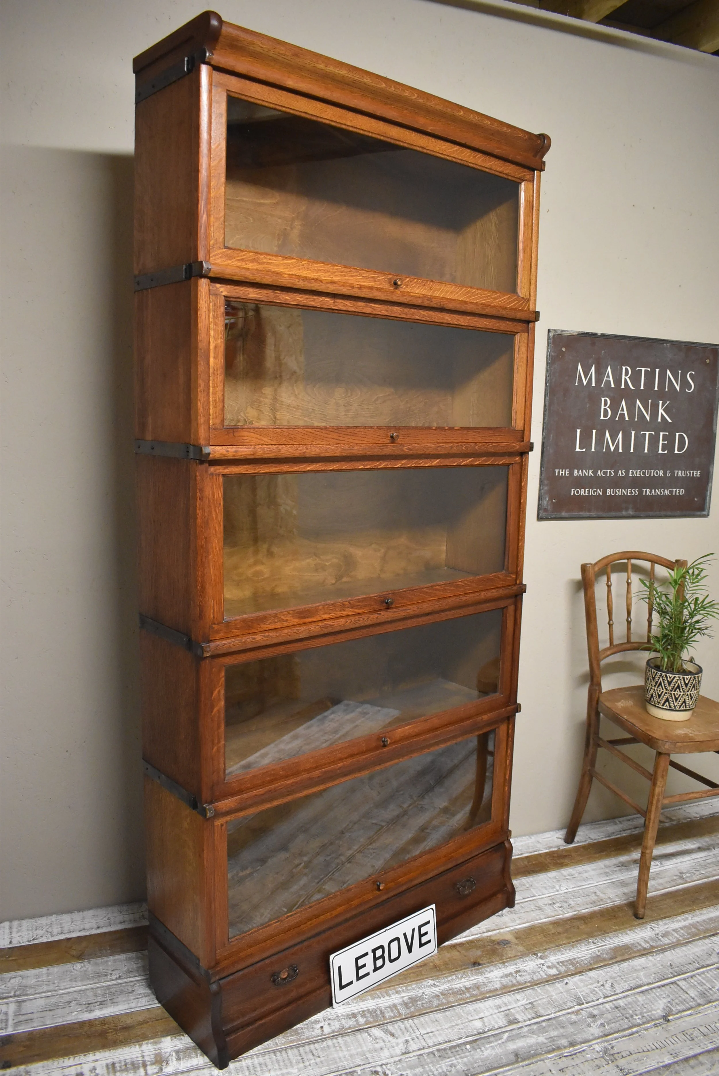 Globe Wernicke Oak Five Tier Barristers Library Bookcase Display