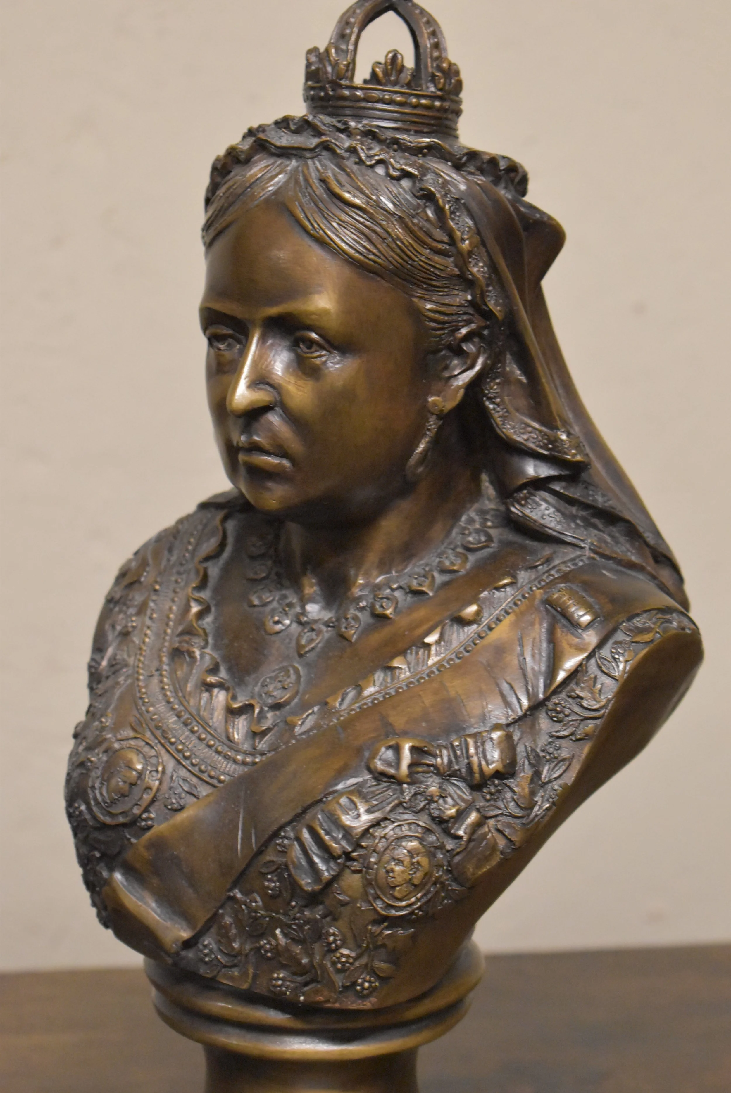 Vintage English Bronze Bust of Queen Victoria