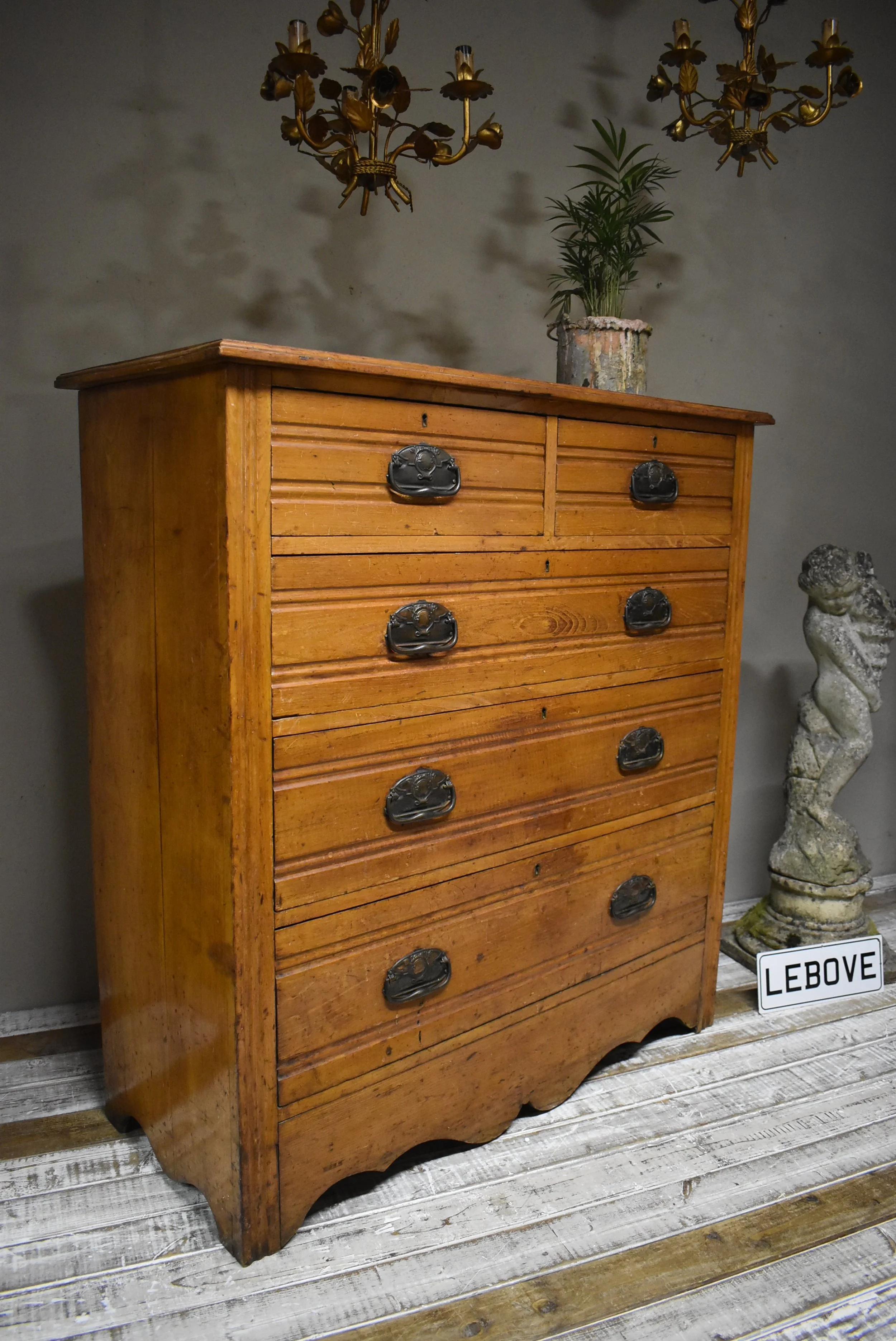 19th Century Victorian Scrumbled Pine Chest of Drawers