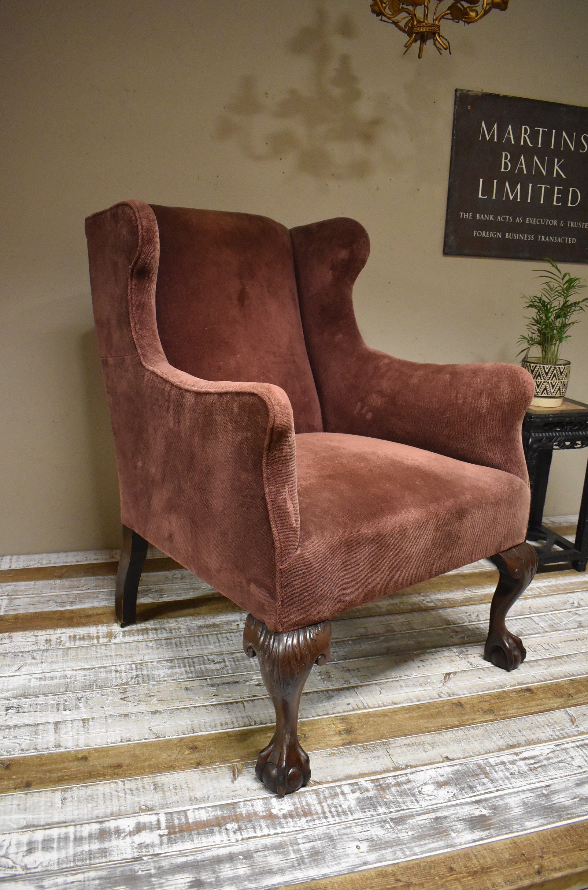 19th Century Victorian Wing Back Library Chair