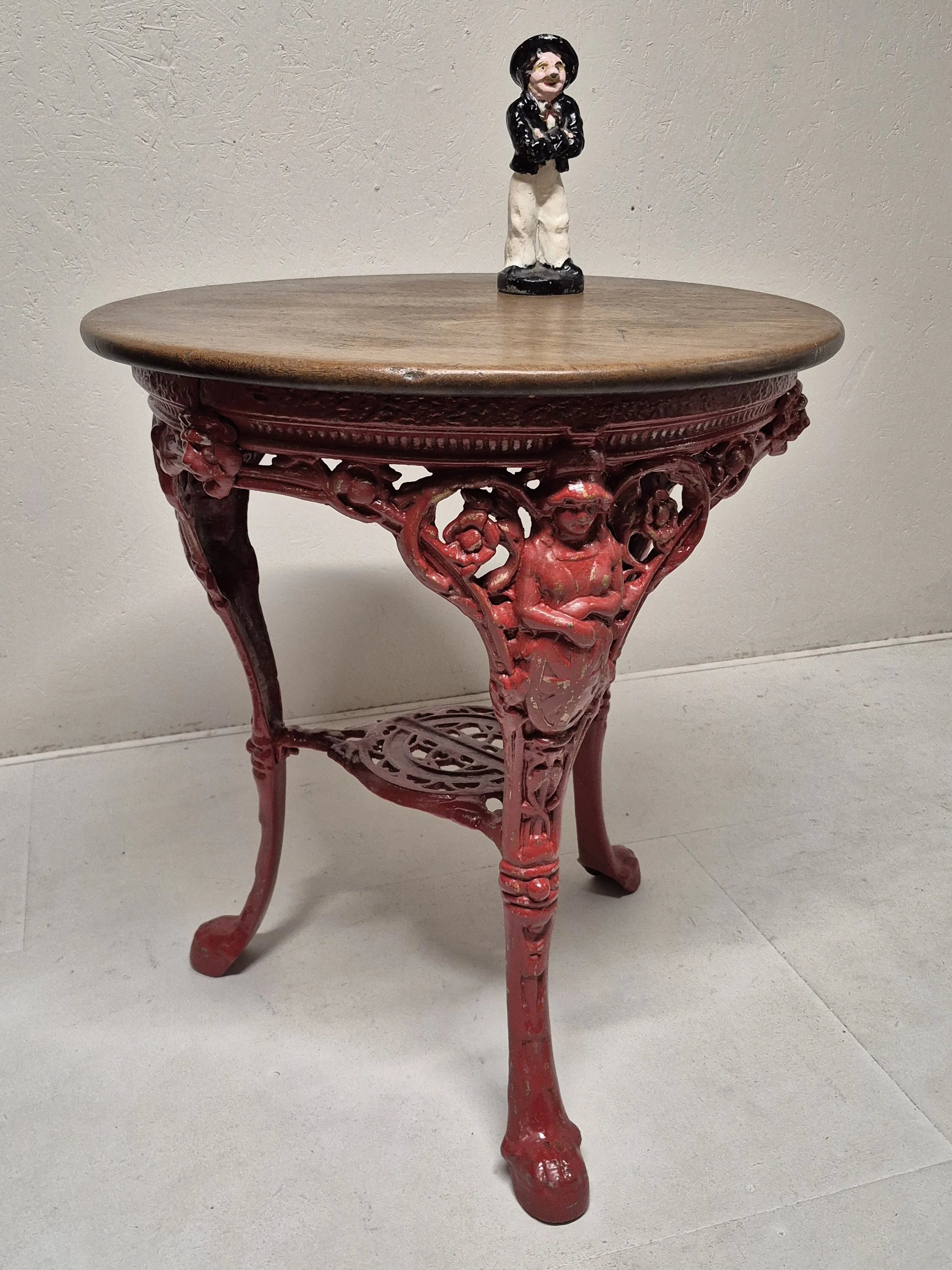 Antique Cast Iron Britannia Oak Pub Tavern Table