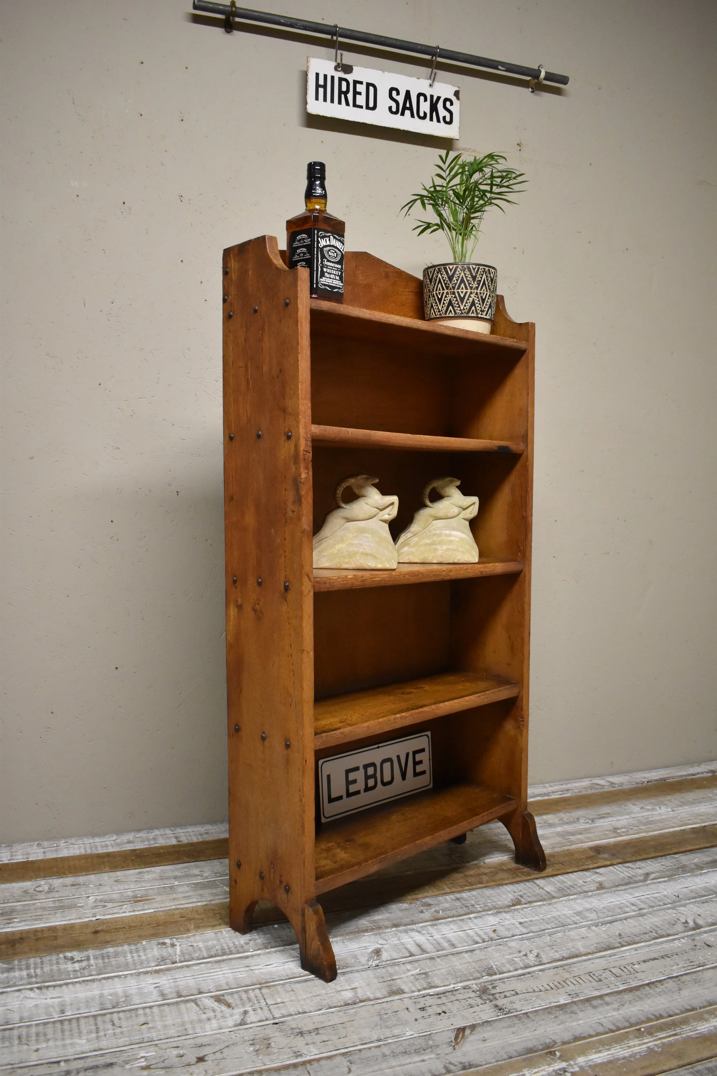 Antique Arts & Crafts Oak Open Display Bookcase