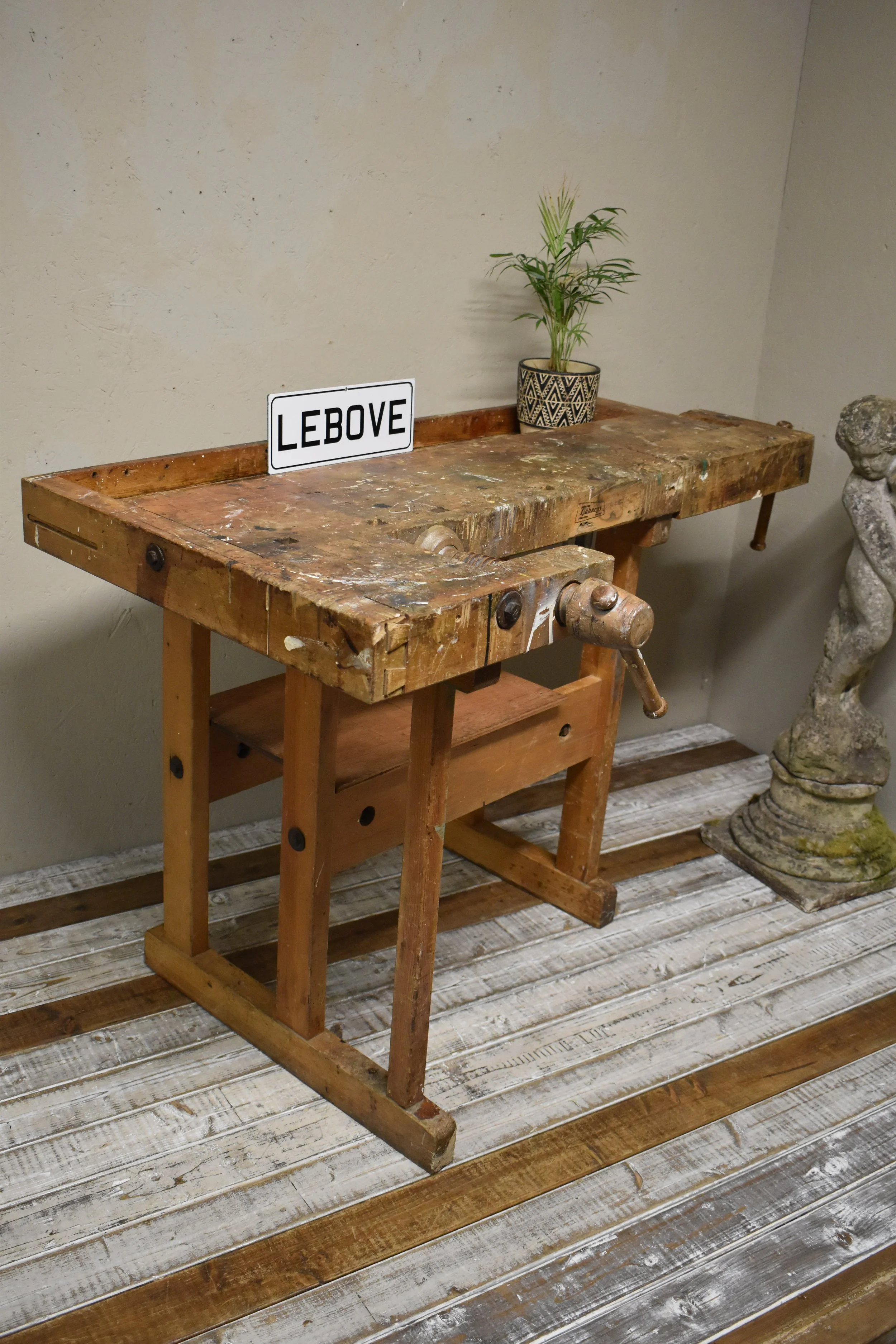 Vintage Swedish Workbench Desk Table - Kitchen Island