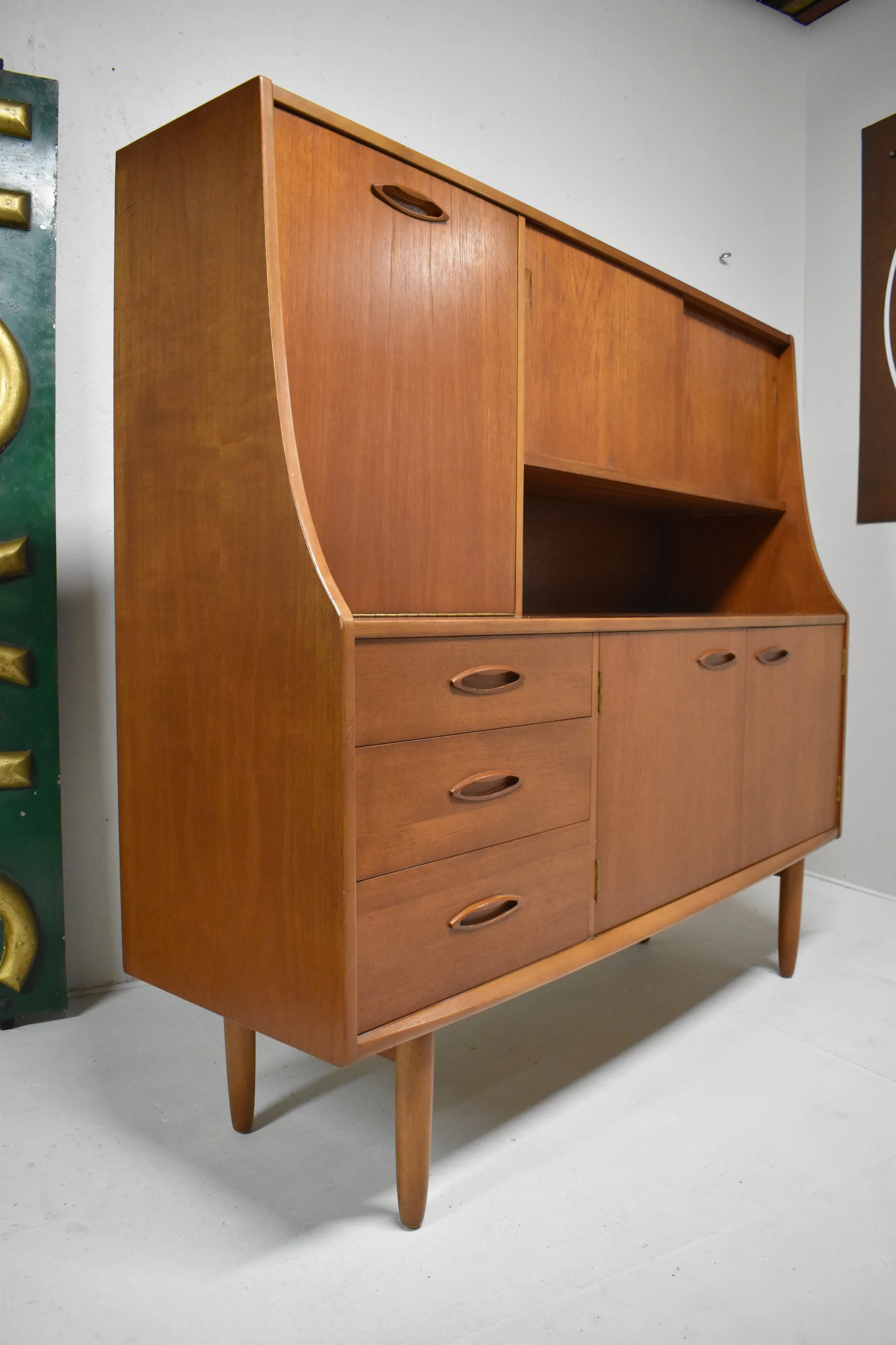Jentique Mid Century Teak Highboard Sideboard - Drinks Cocktail Cabinet