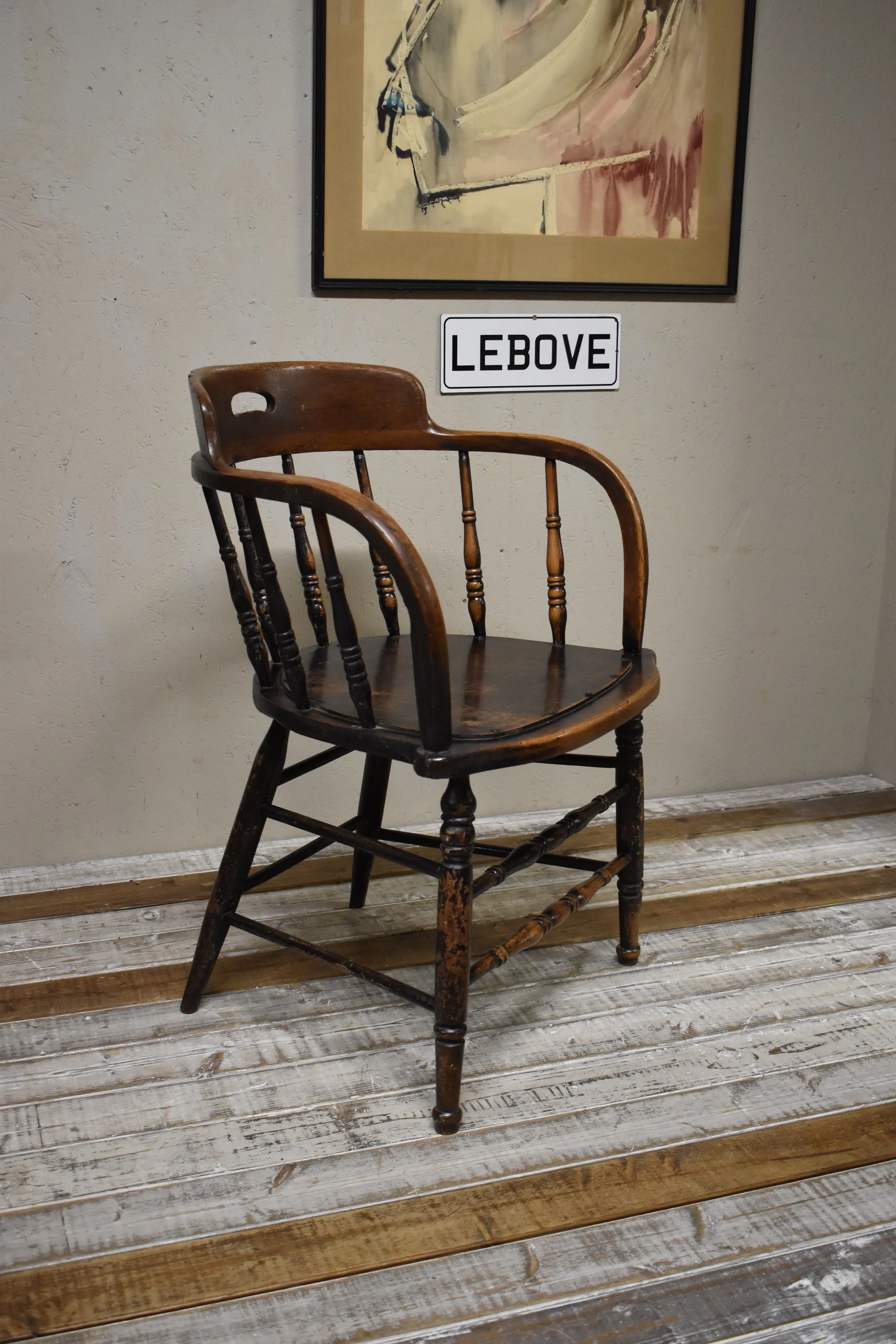 Antique Captains Oak Library Desk Chair