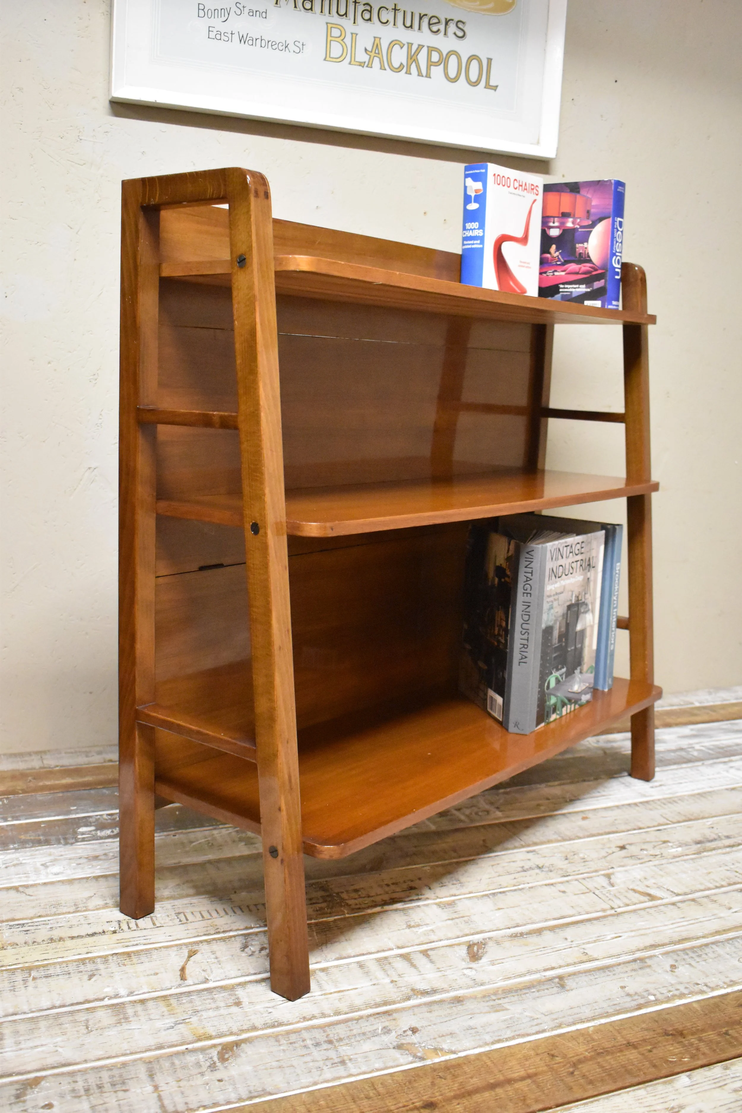 Mid-century Waterfall Display Bookcase - Ladderax Style