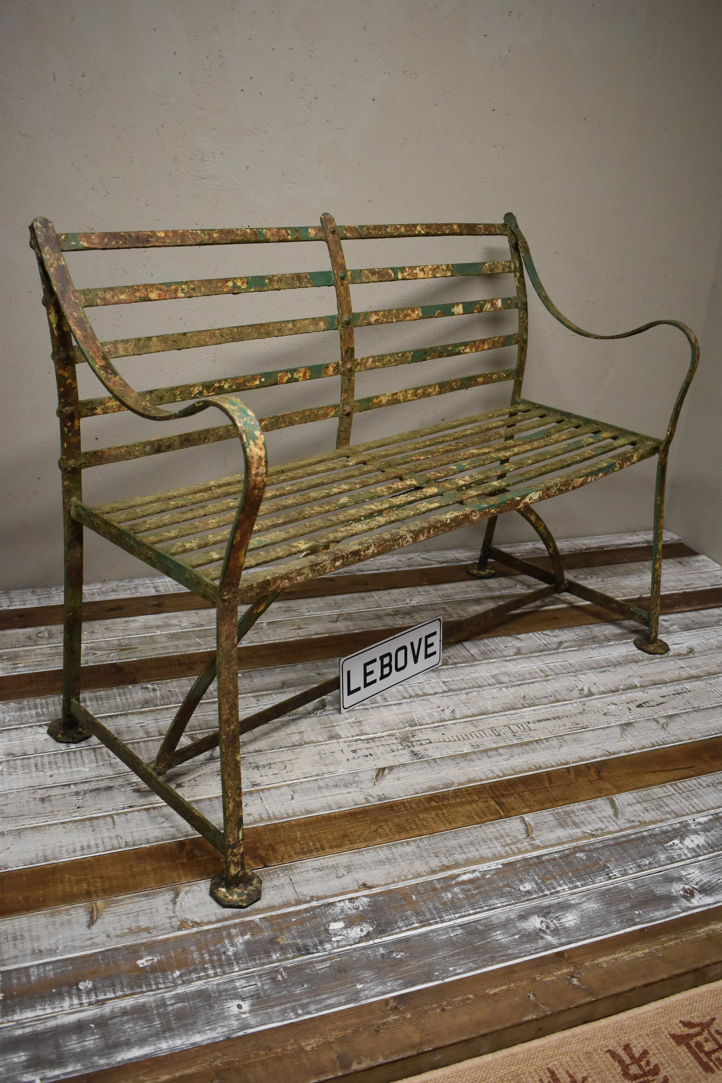 19th Century Regency Wrought Iron Strapwork Bench