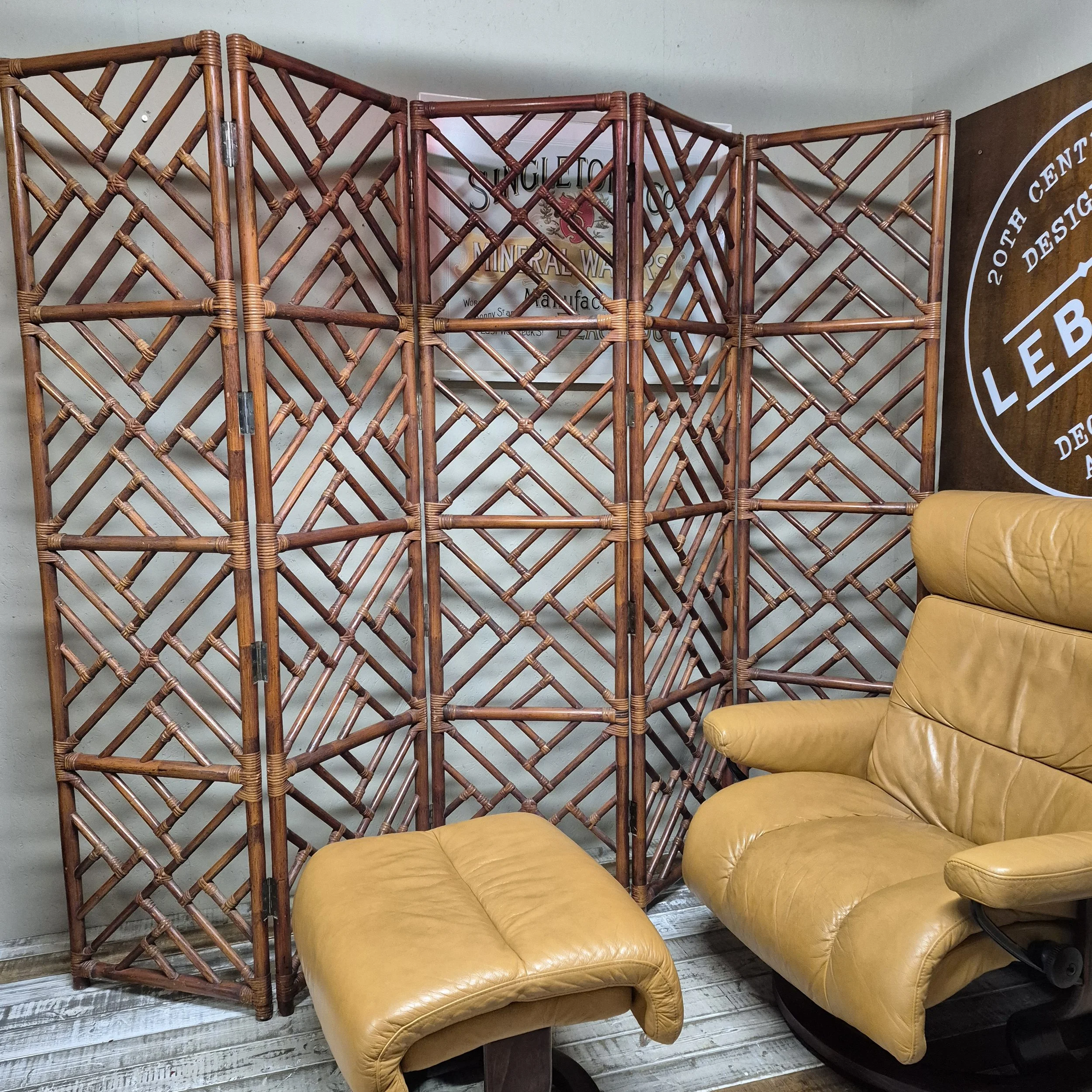 Vintage Midcentury Bamboo Room Divider