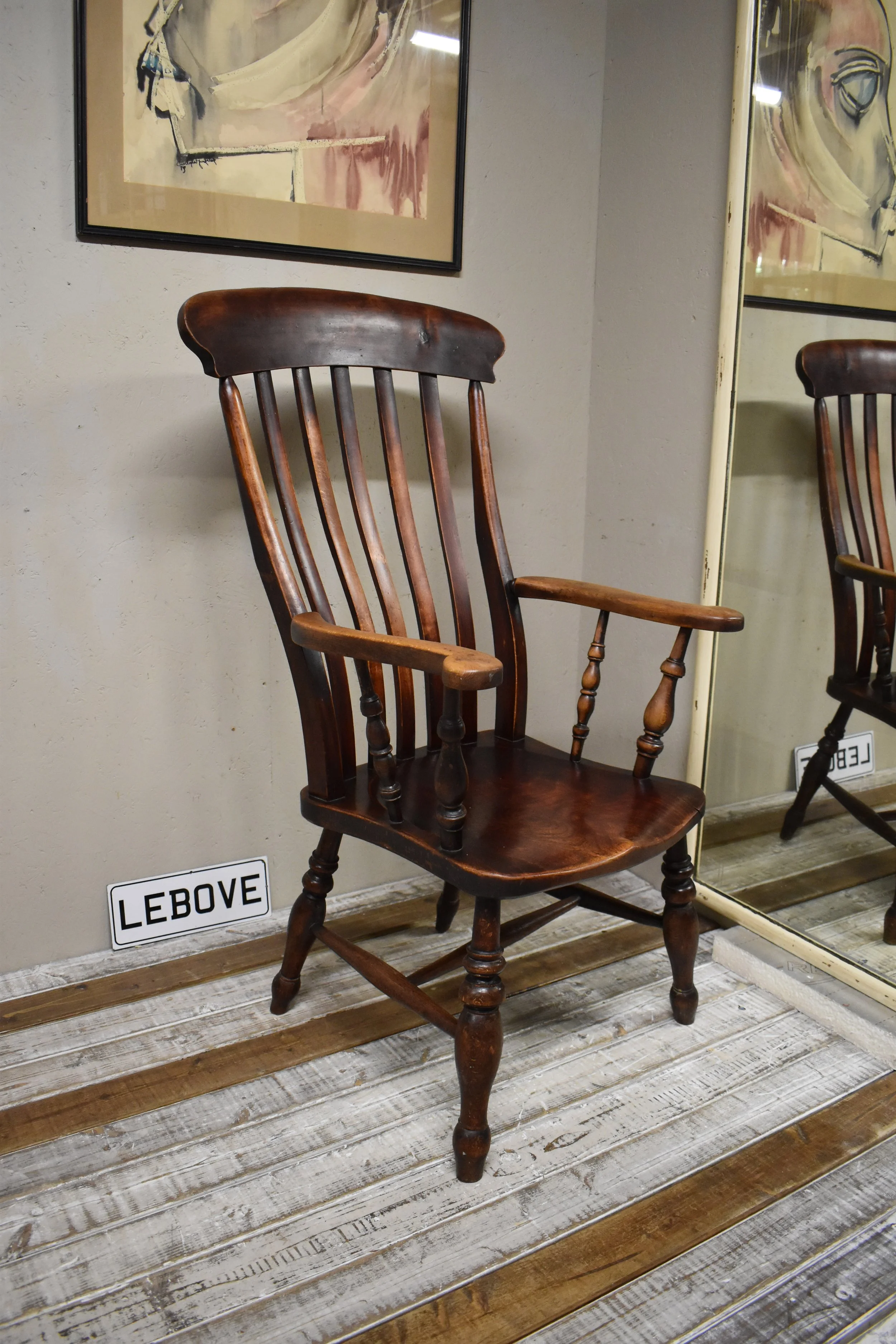 Large Antique Victorian Windsor Library Arm Chair