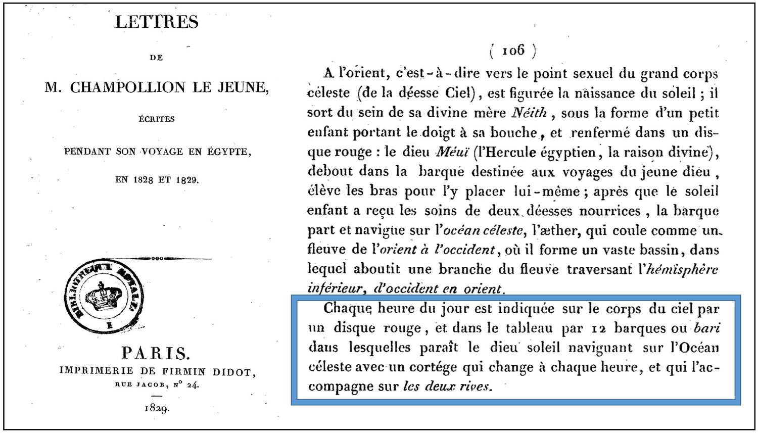 Lettres envoyées d'Egypte en 1828 et 1829 par Jean-François Champollion