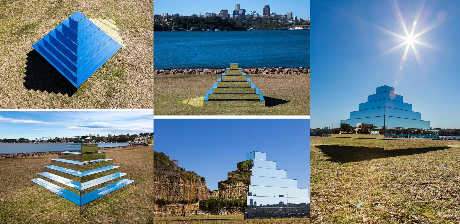 La Ziggurat miroir à Sydney vue sous différents angles