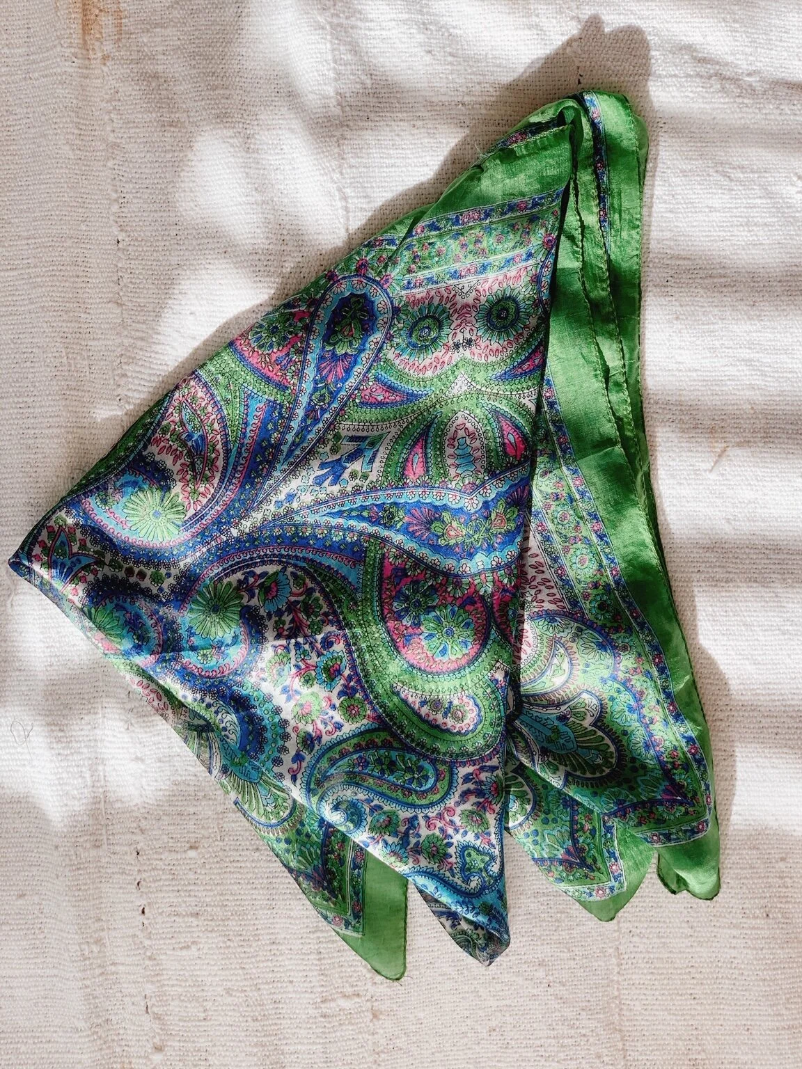 Green Paisley Silk Scarf
