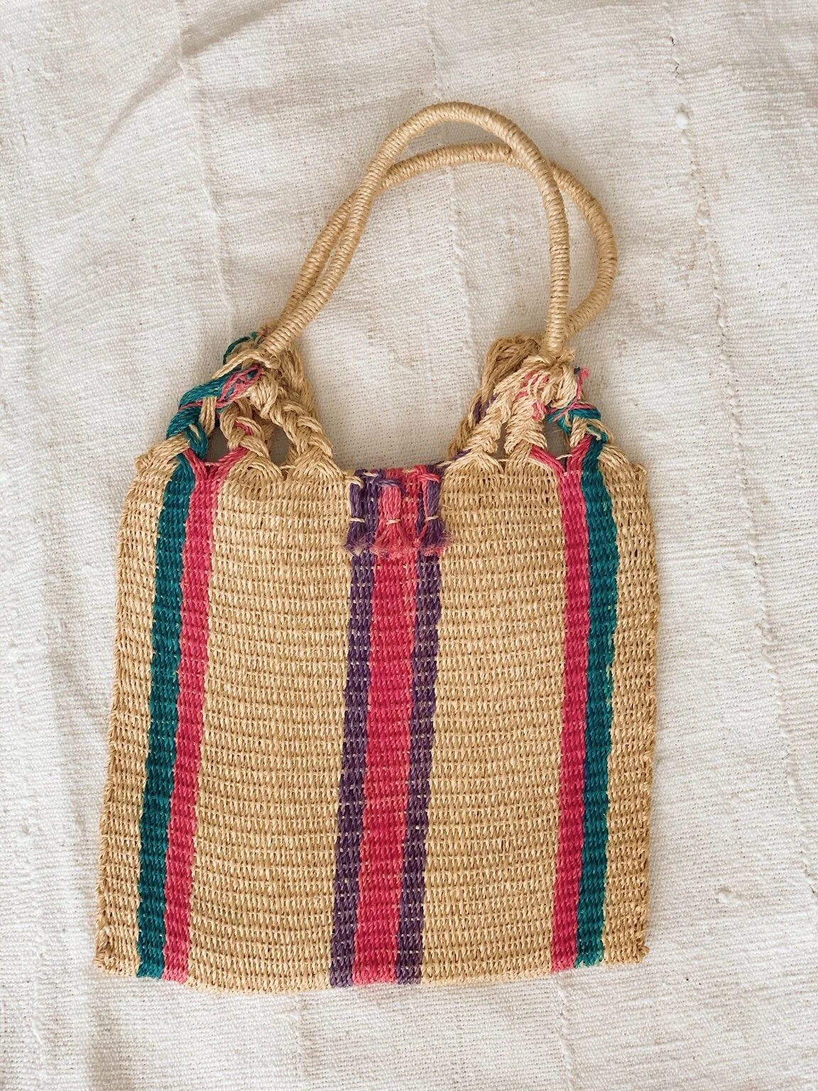 Woven Jute Stripe Bag