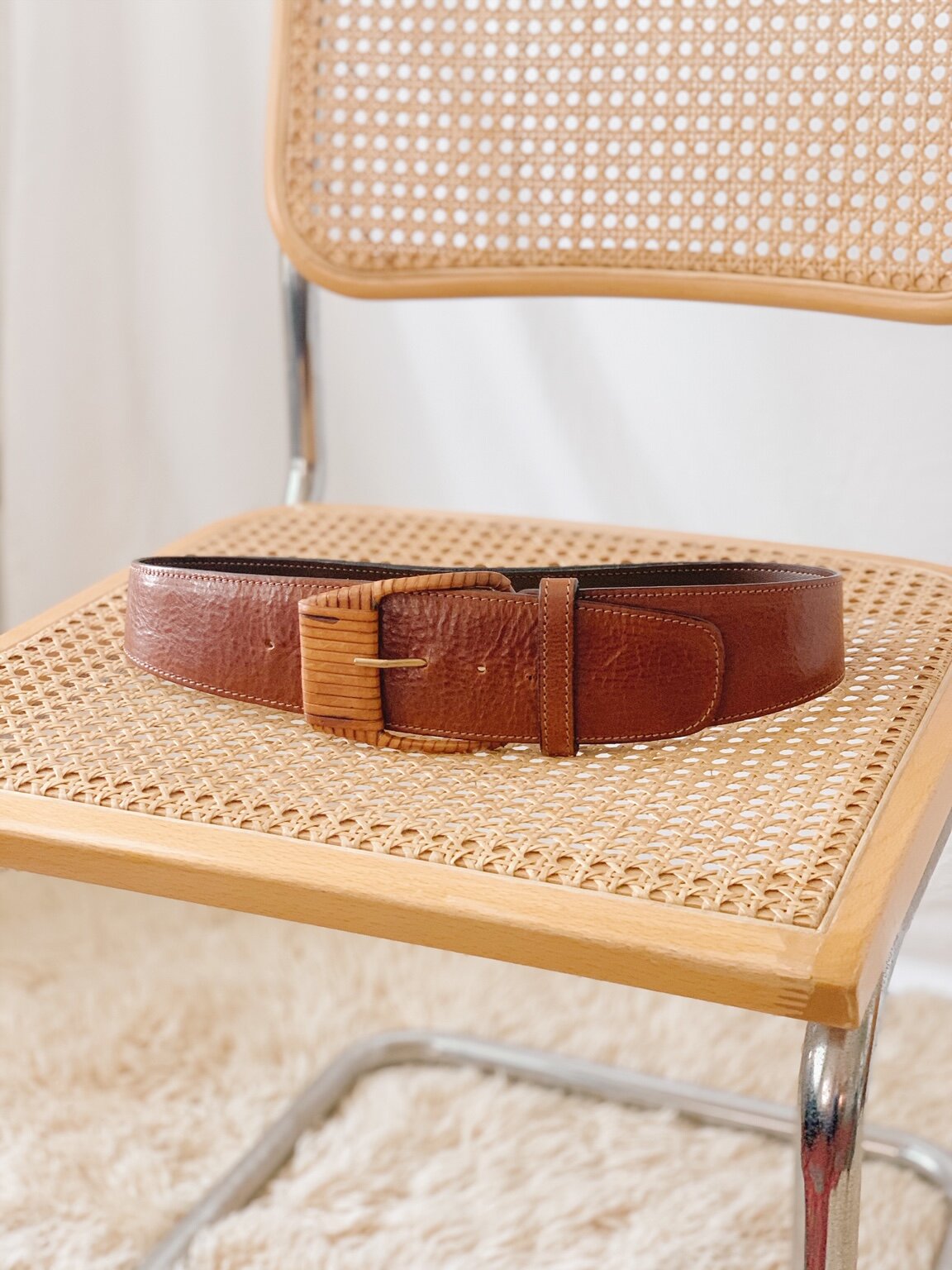 Italian Leather Wrapped Buckle Belt