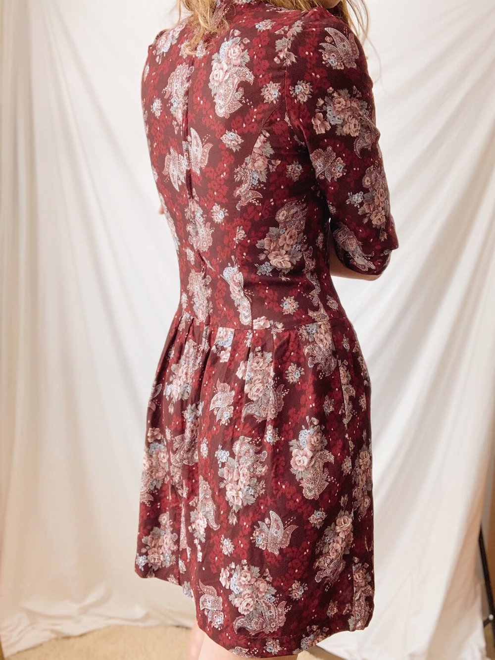 80s Drop Waist Floral Dress  Schipper Vintage