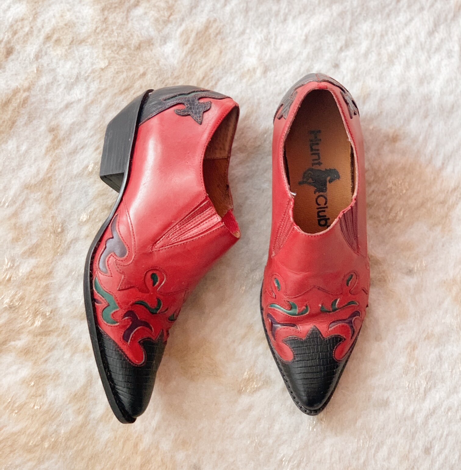 90s Vintage Leather Western Bootie