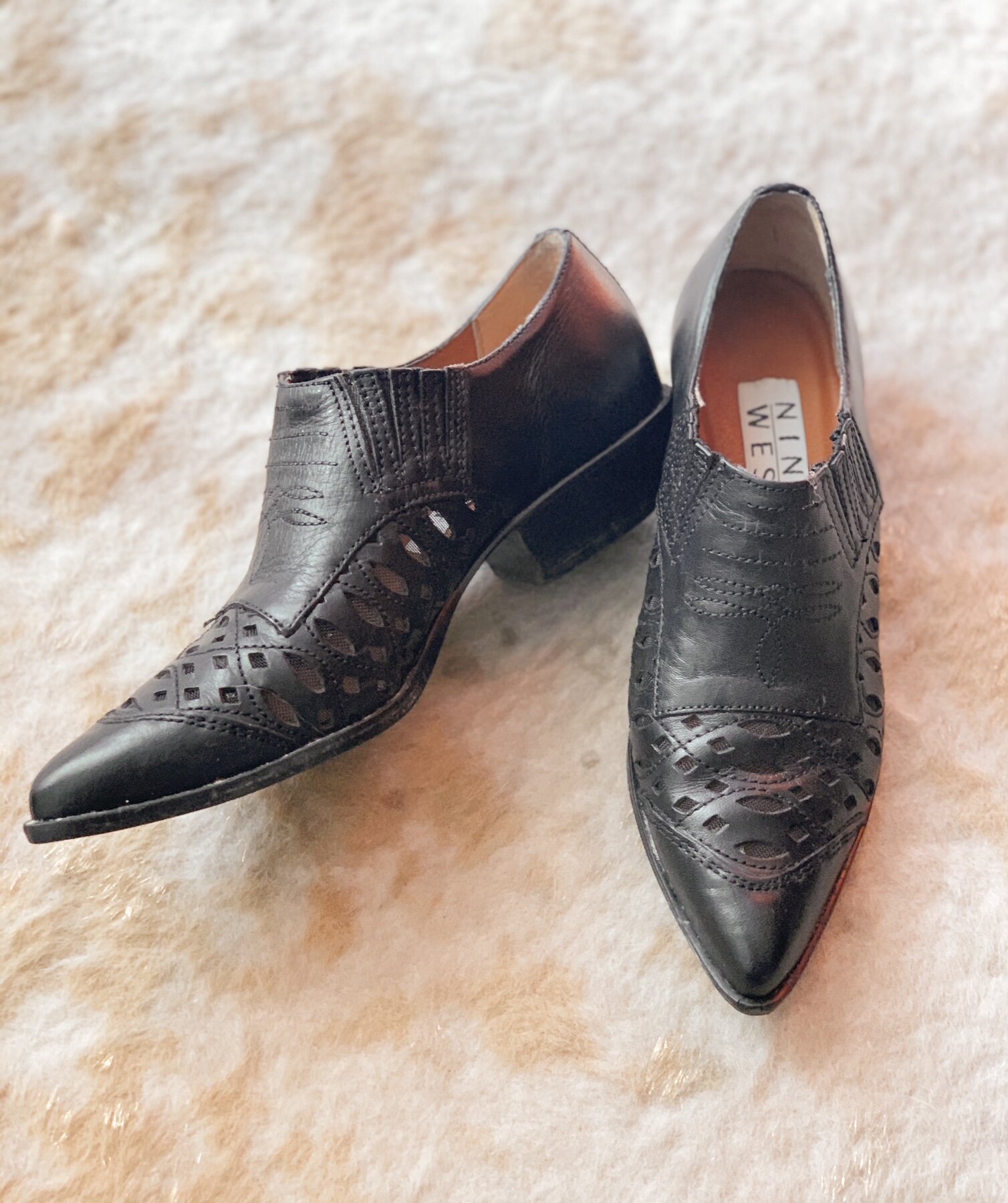 90s Vintage Leather Cutout Western Bootie