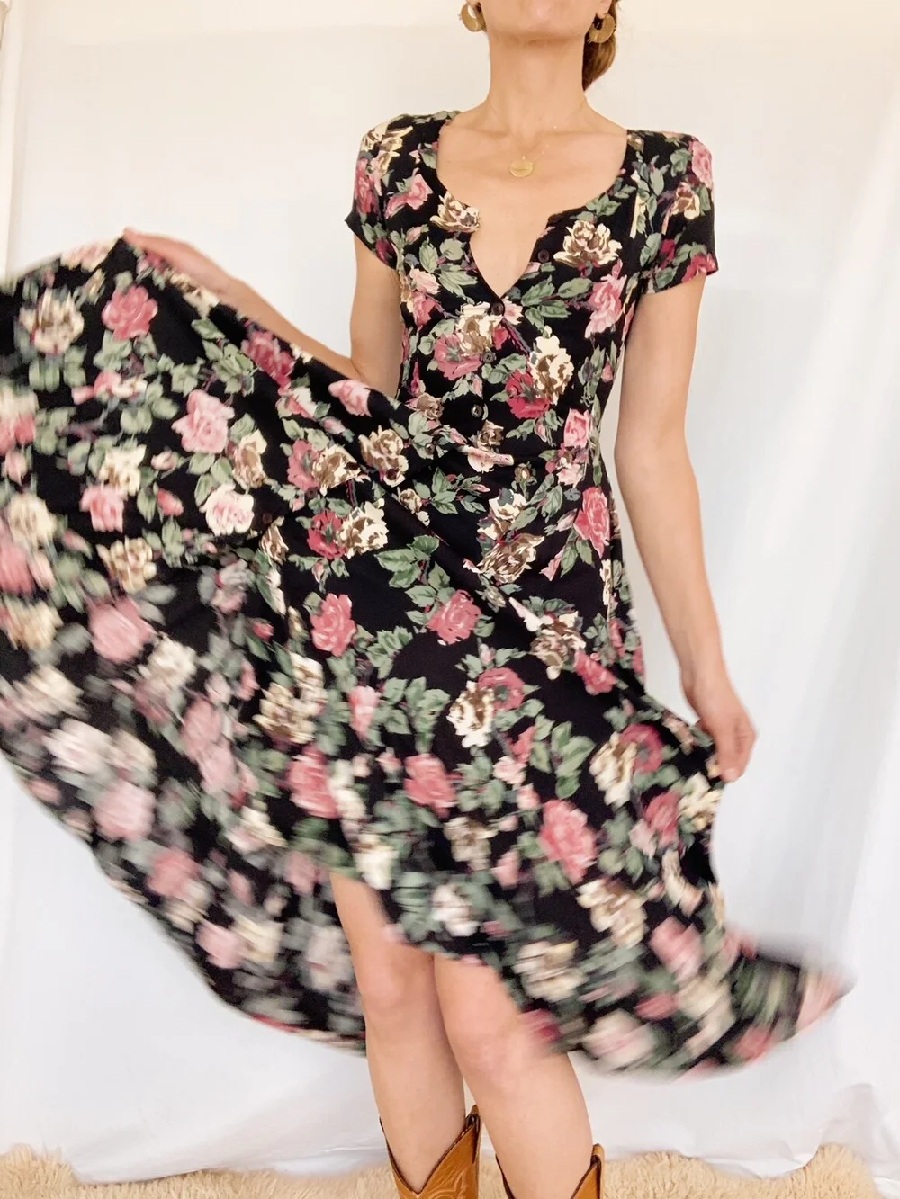 90s fashion dress up ideas 1990's Floral Maxi Dress – Tall Birches main image 1