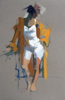 Woman in Orange and White Hand on Hip