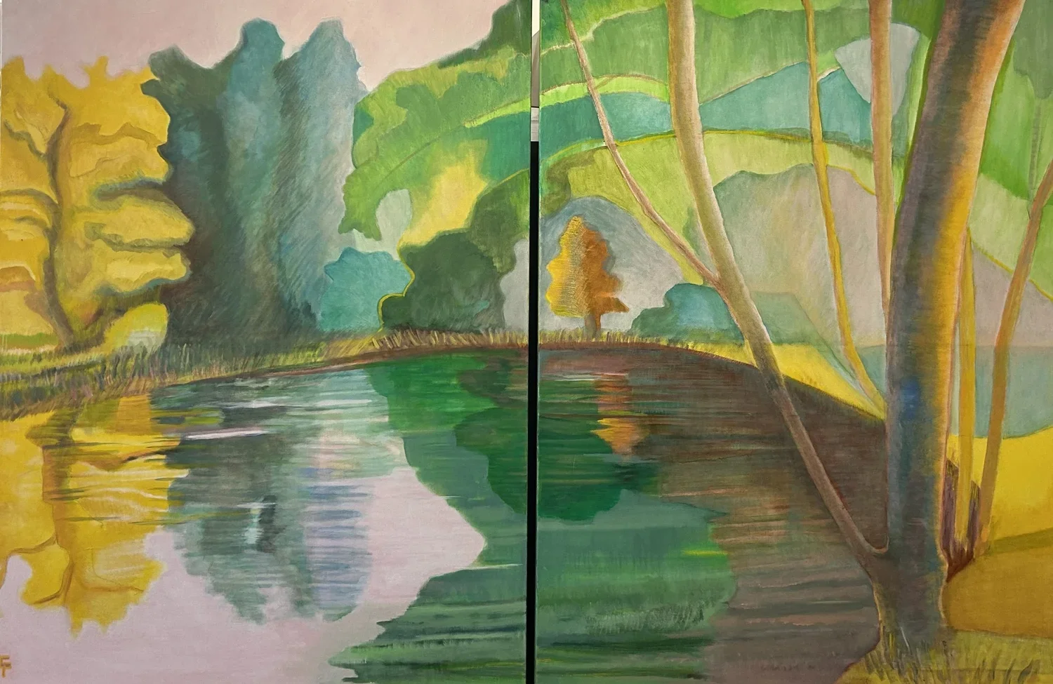    Morning on the Pond - diptych  Cecile Paszkiewicz&nbsp; $7500   