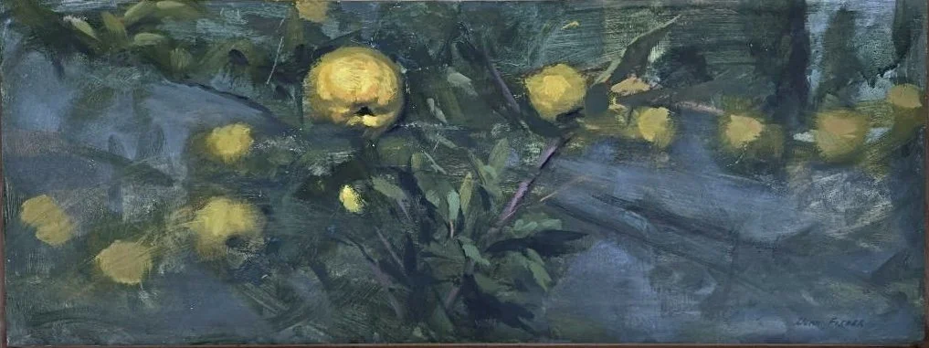 Quince Tree-Late October_Oil on Panel_2026_32x12_33x13.JPG