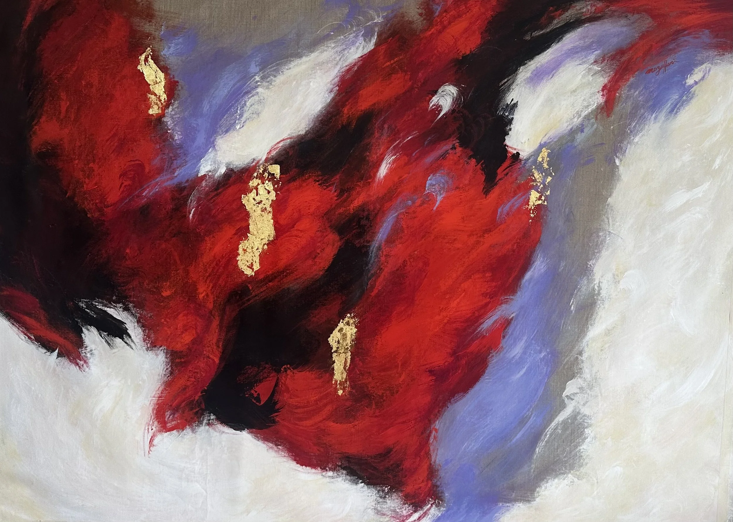 Dance de l'amore   Acrylic and 23 K gold leaf on linen     65_ x 48_     $24000 .jpeg