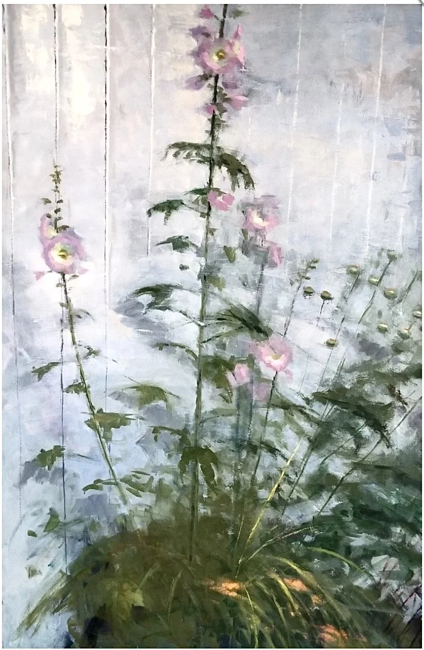 Hollyhocks_32 x48 inches oil on linen.PNG