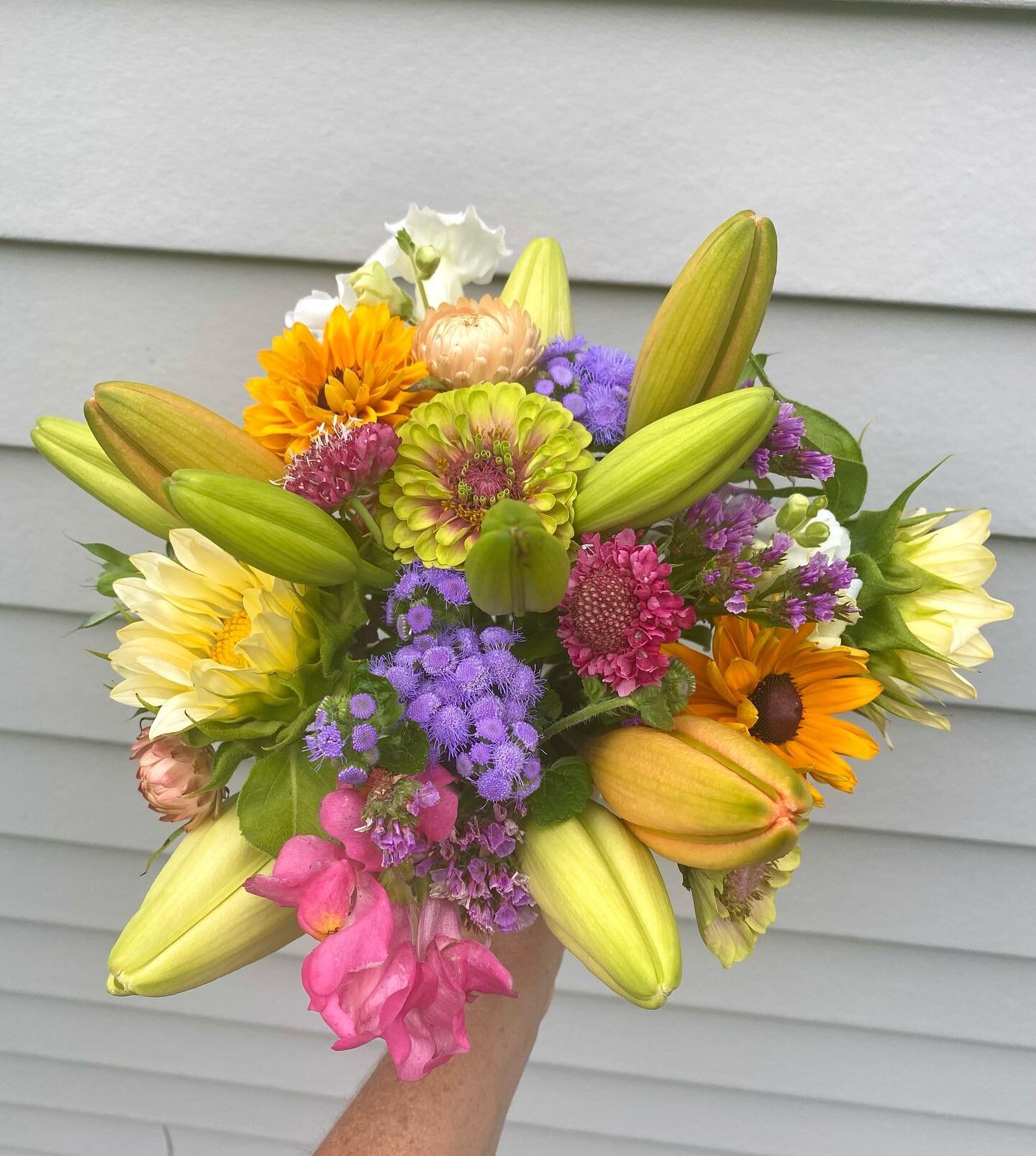 Our flowers are available today Sunday July 18th at The Flower Cart after 9:00 till sold out Sleepy Hollow Road North Stonington, CT and @denison_farmers_market from 12-3:00 120 Pequotsepos Road Mystic, CT. 
.
.
#bouquetofflowers #bouquets #farmersma